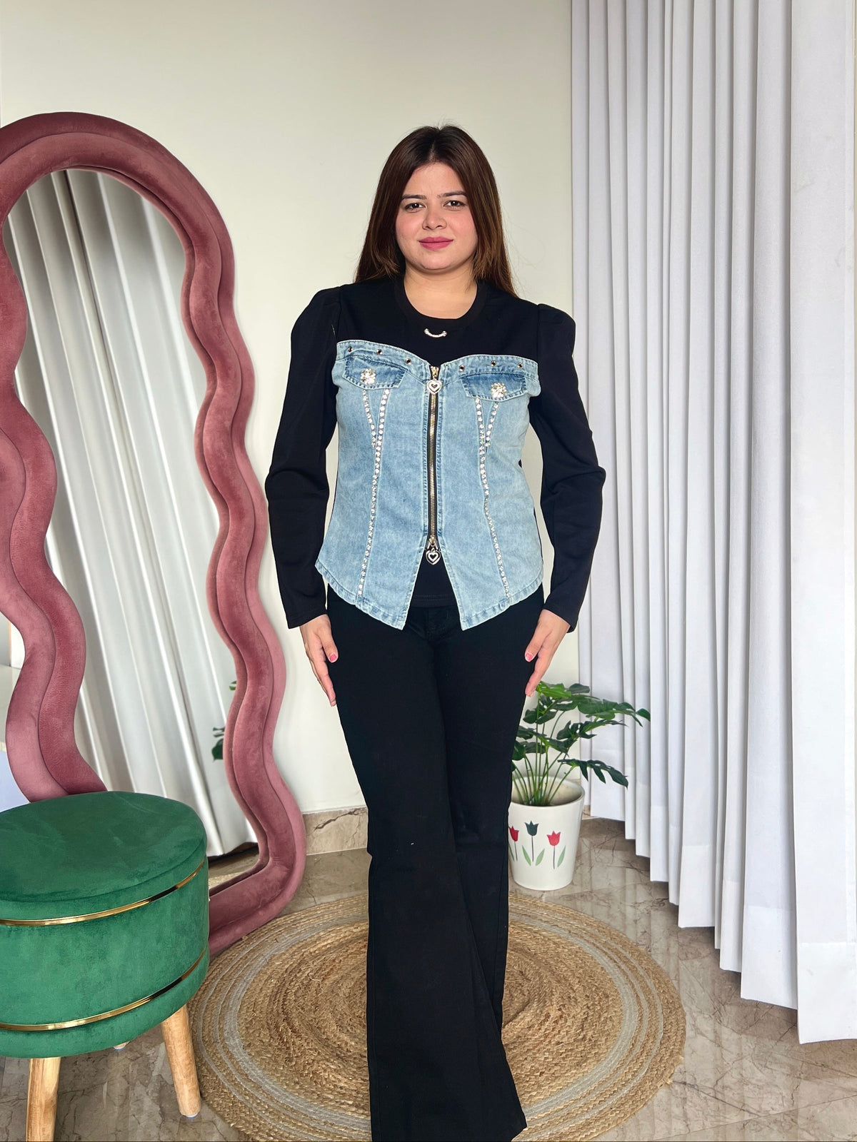 YOKE DENIM TOP