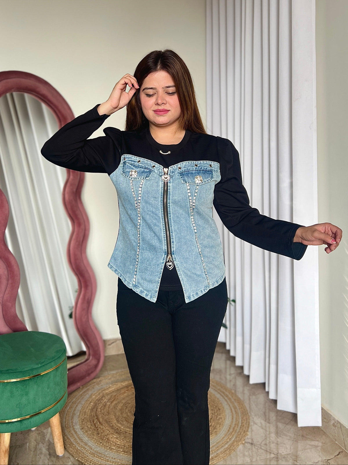 YOKE DENIM TOP