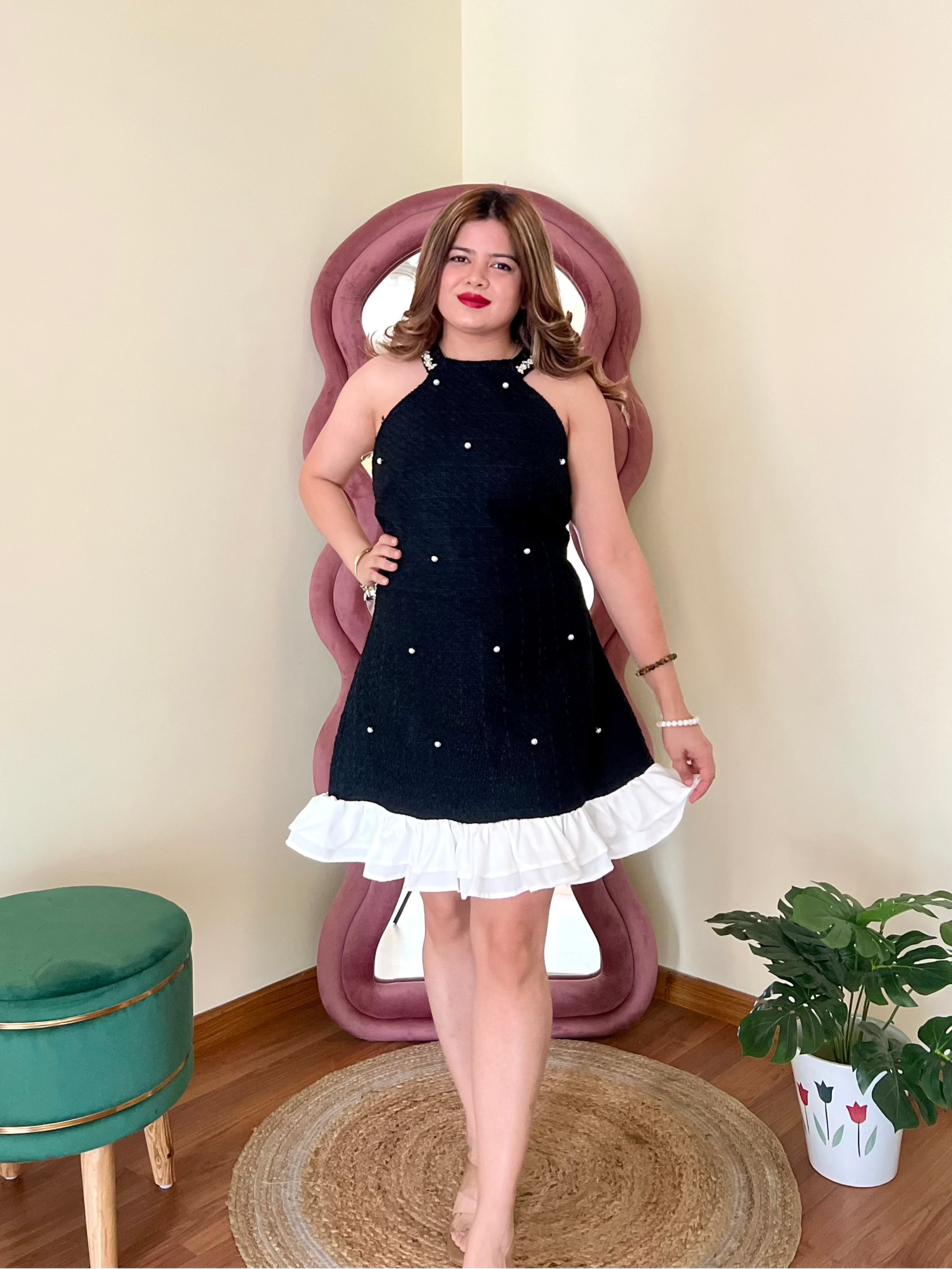 EDEN STUDDED TWEED DRESS