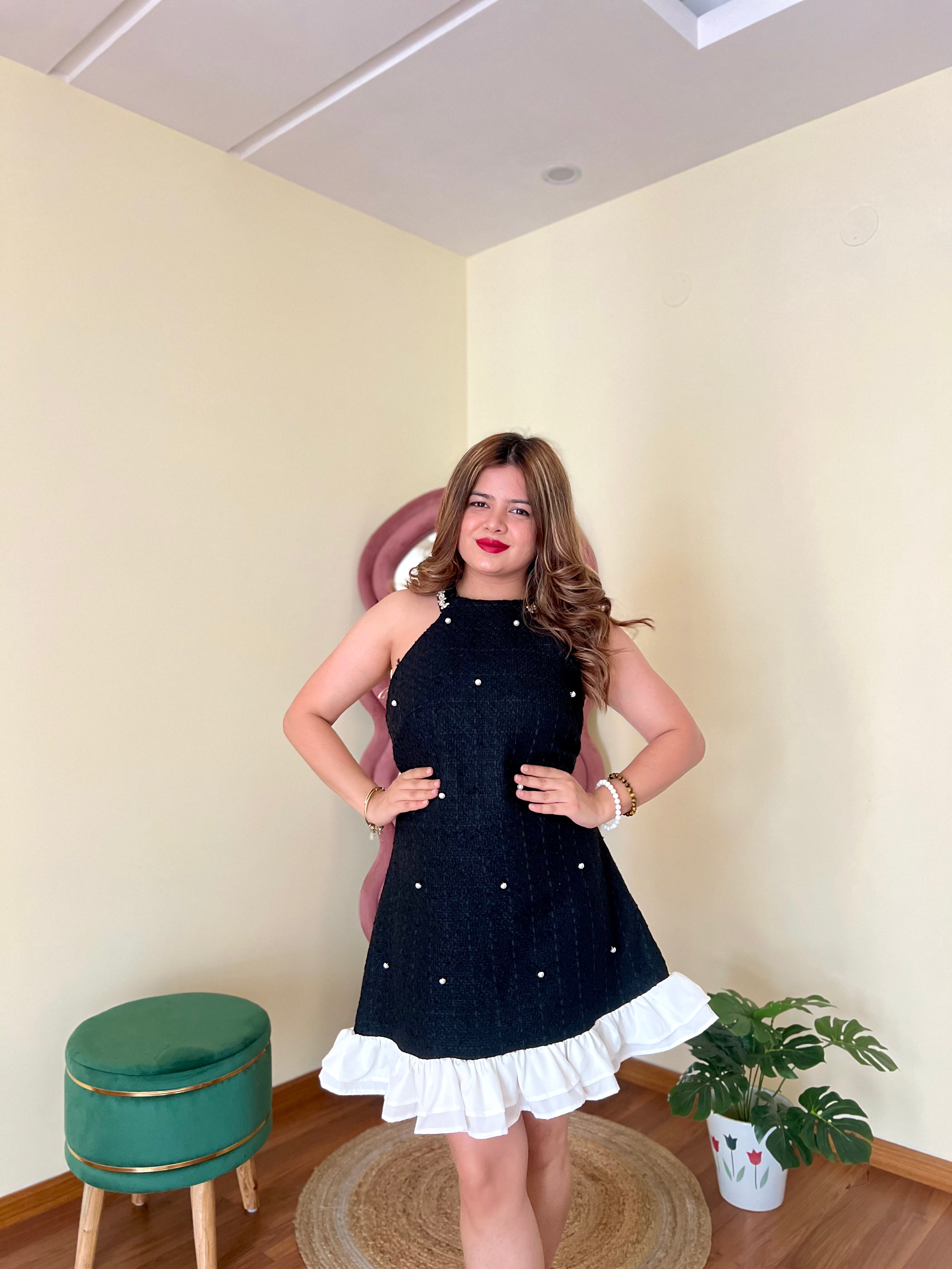 EDEN STUDDED TWEED DRESS