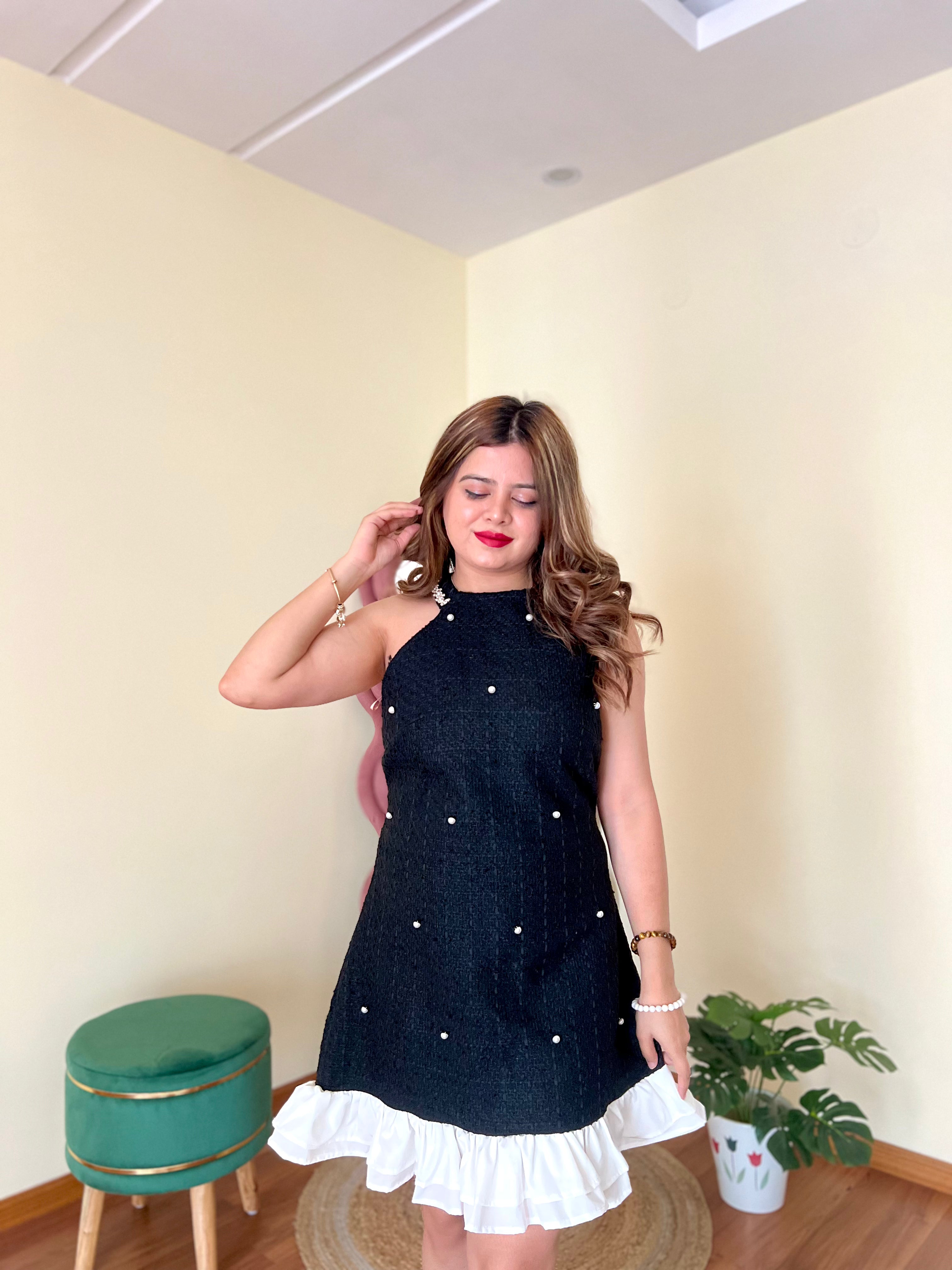 EDEN STUDDED TWEED DRESS