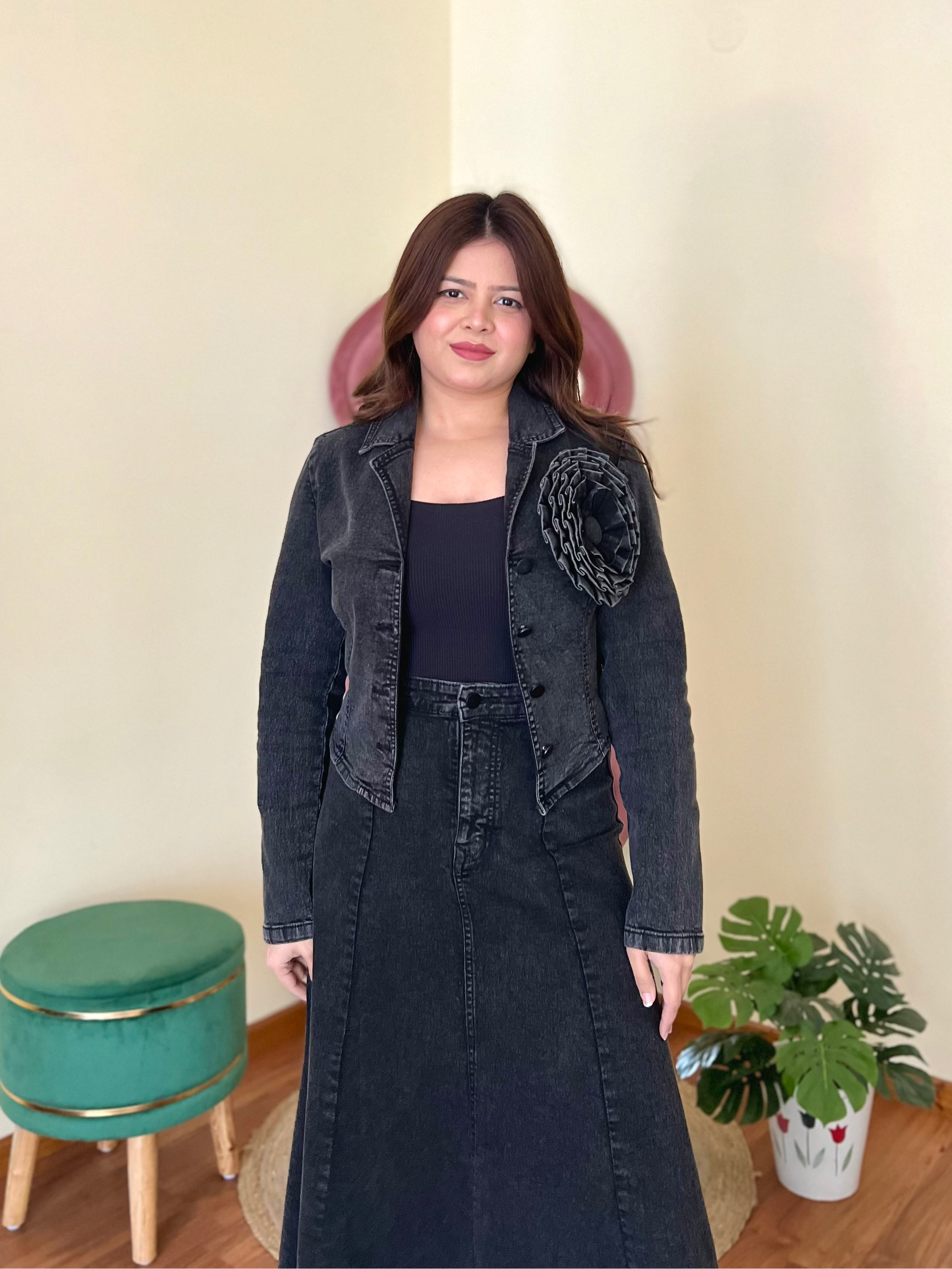 VERO DENIM SKIRT SET