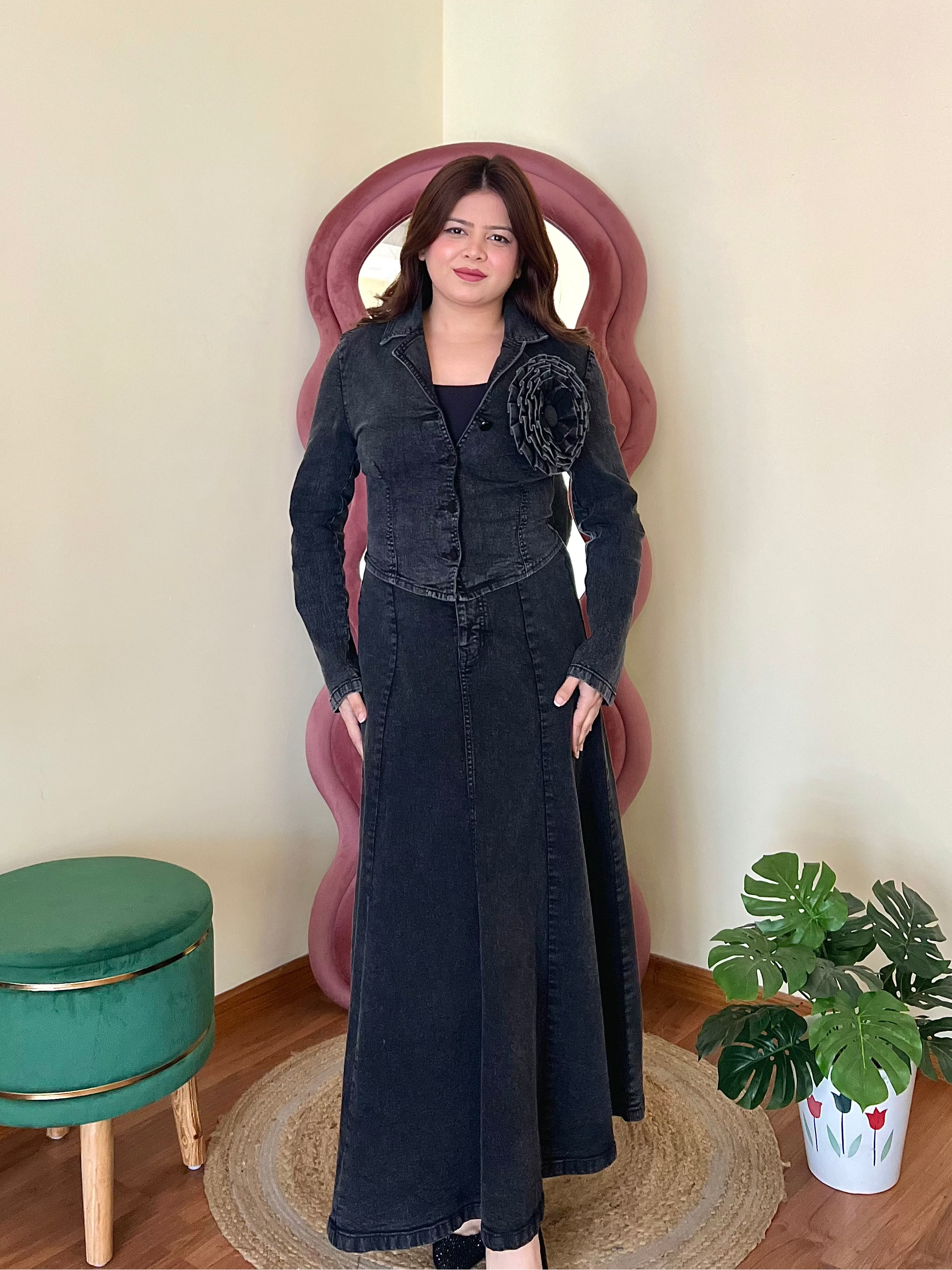 VERO DENIM SKIRT SET