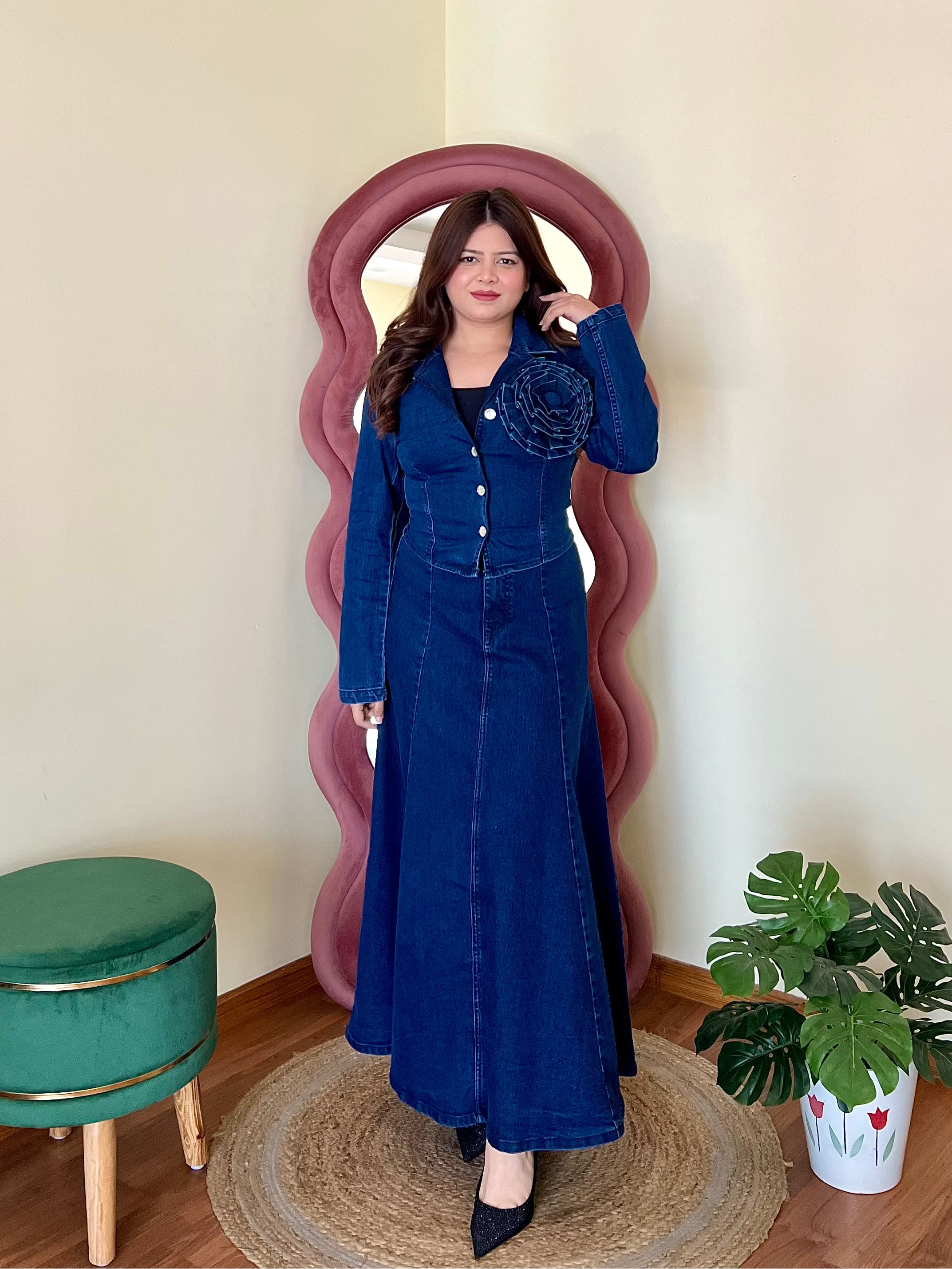 VERO DENIM SKIRT SET