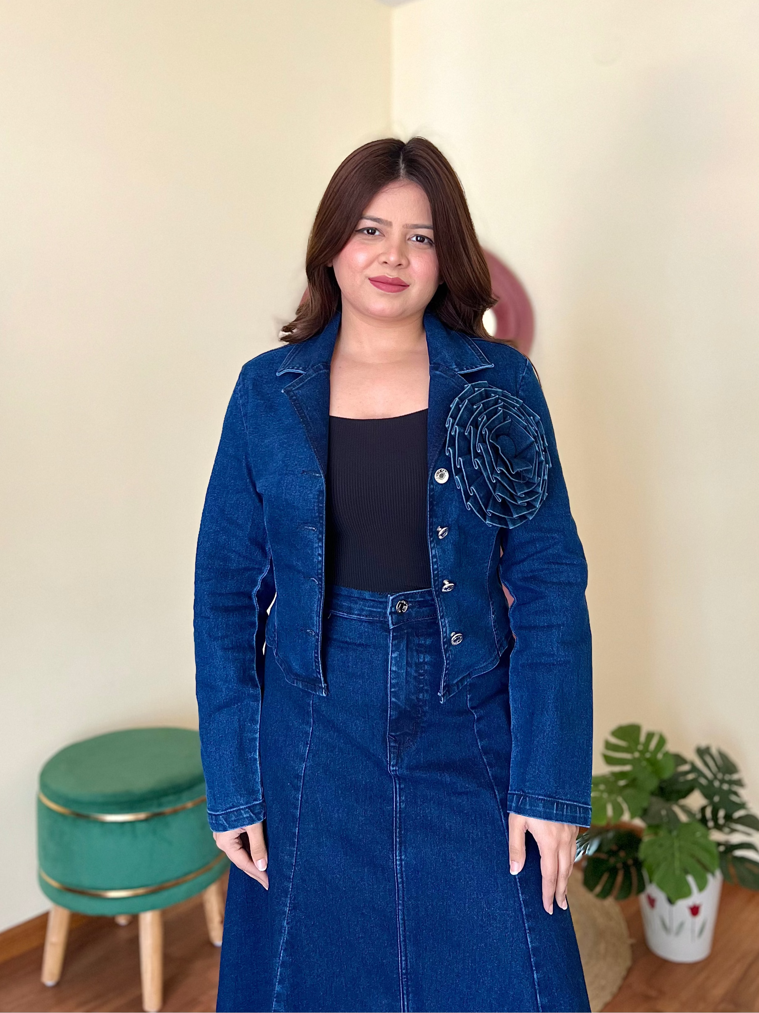 VERO DENIM SKIRT SET