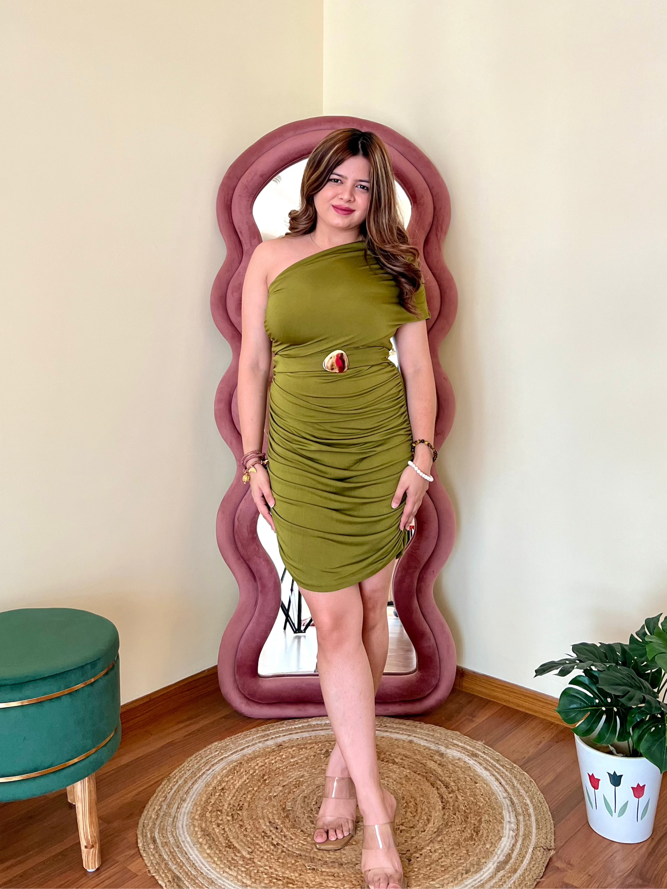 EMERALD 1 SHOULDER DRESS