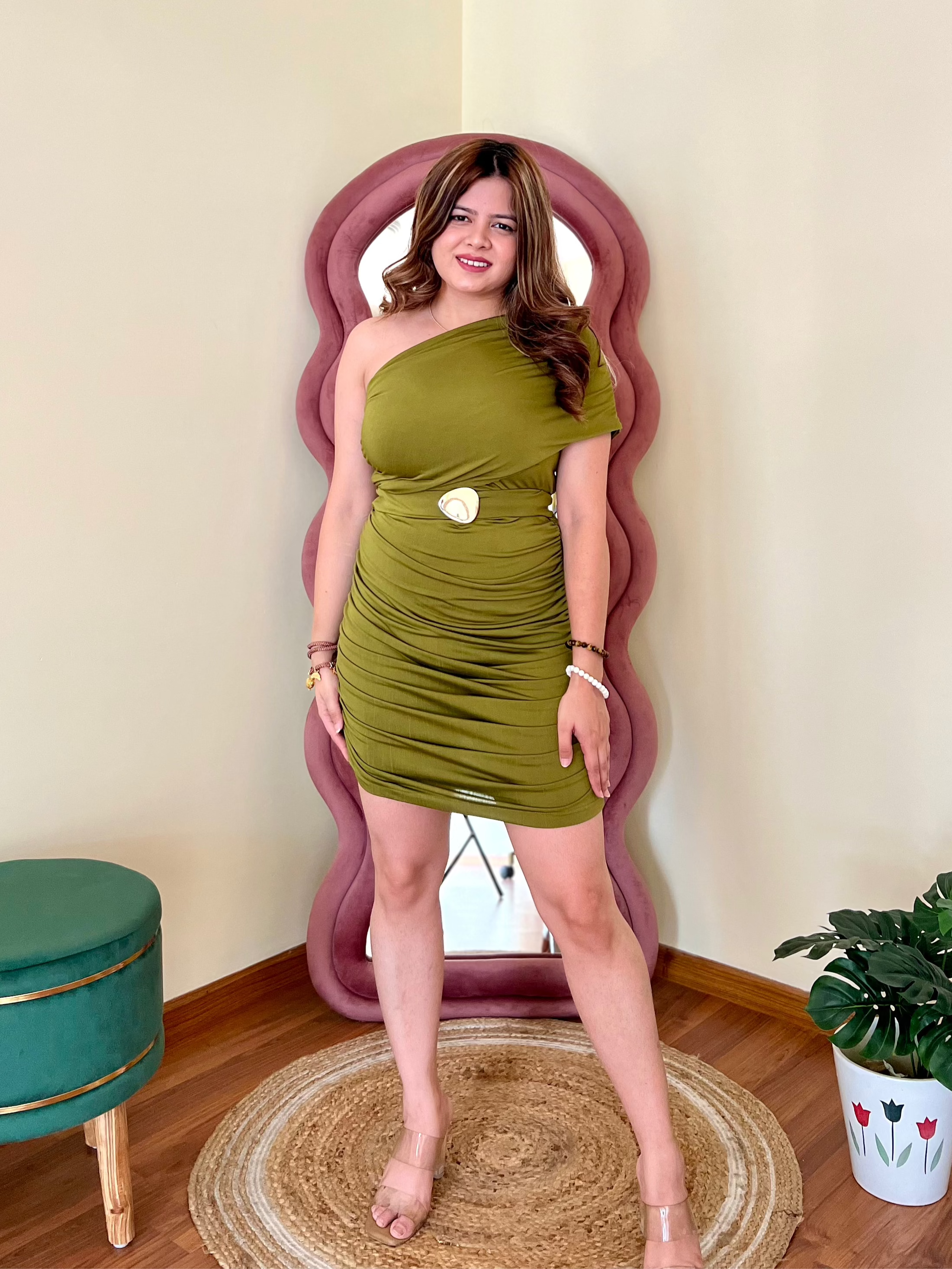 EMERALD 1 SHOULDER DRESS