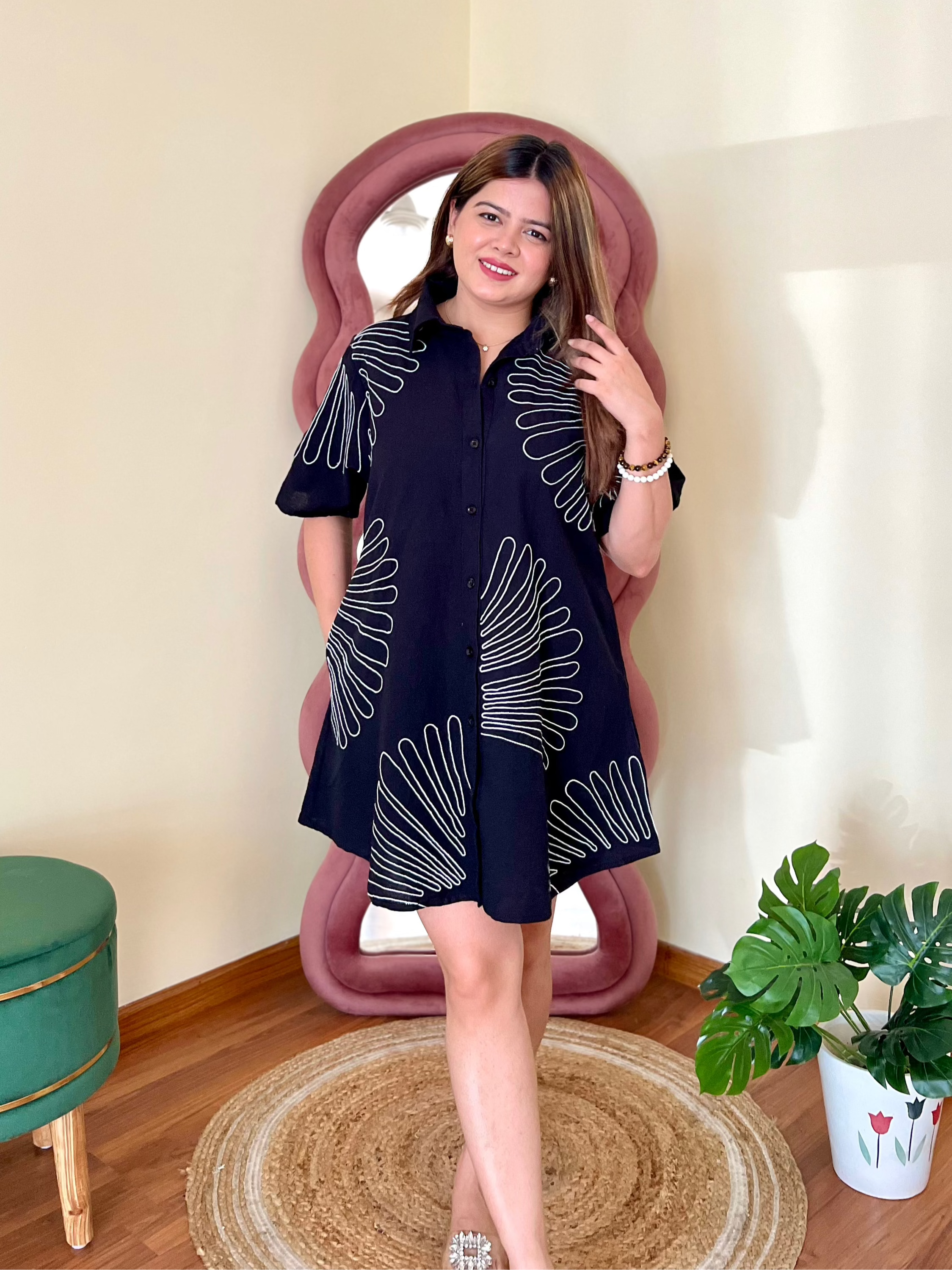 ELLA EMBROIDERED SHIRT DRESS