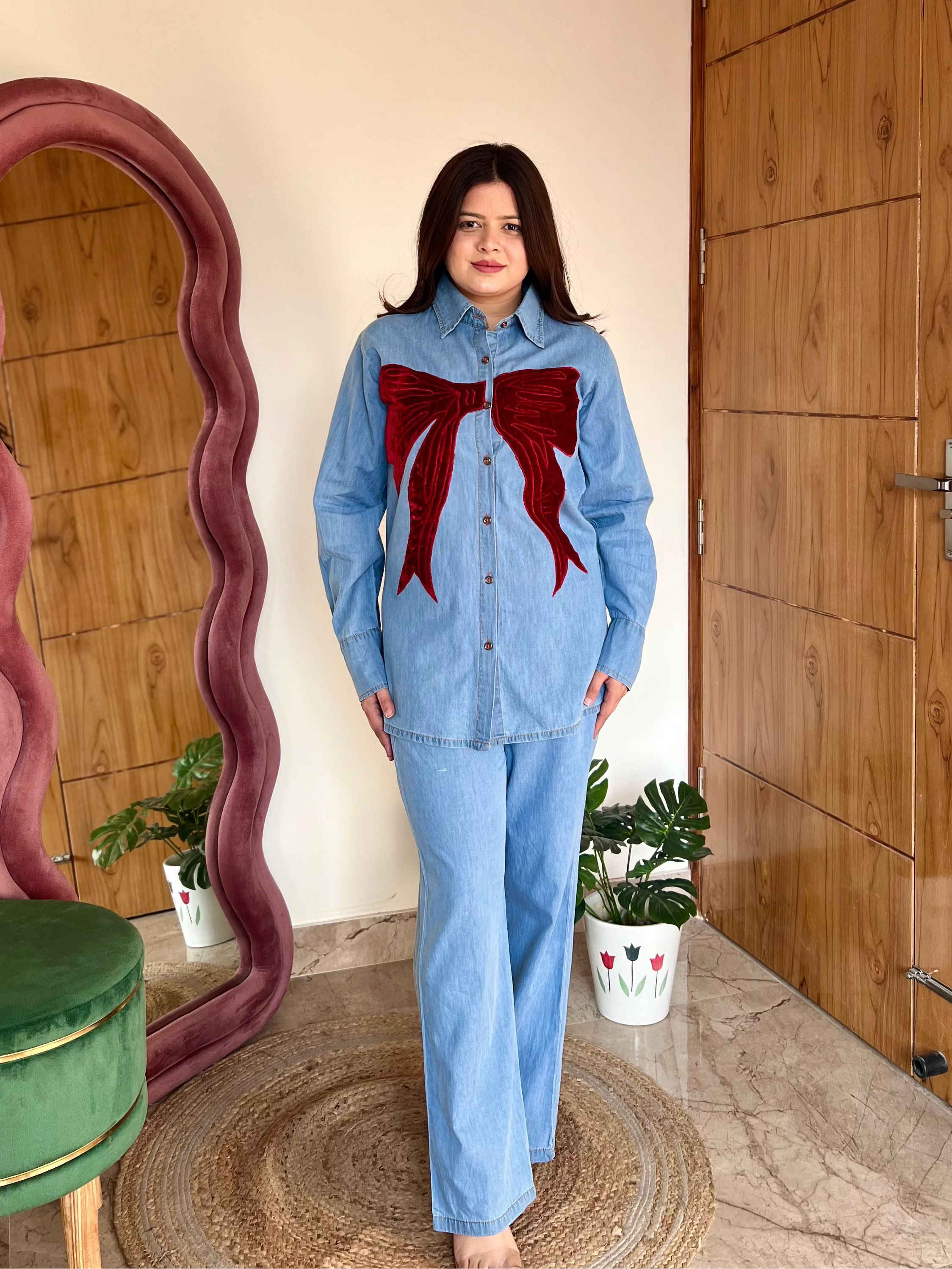BOW DENIM COORD