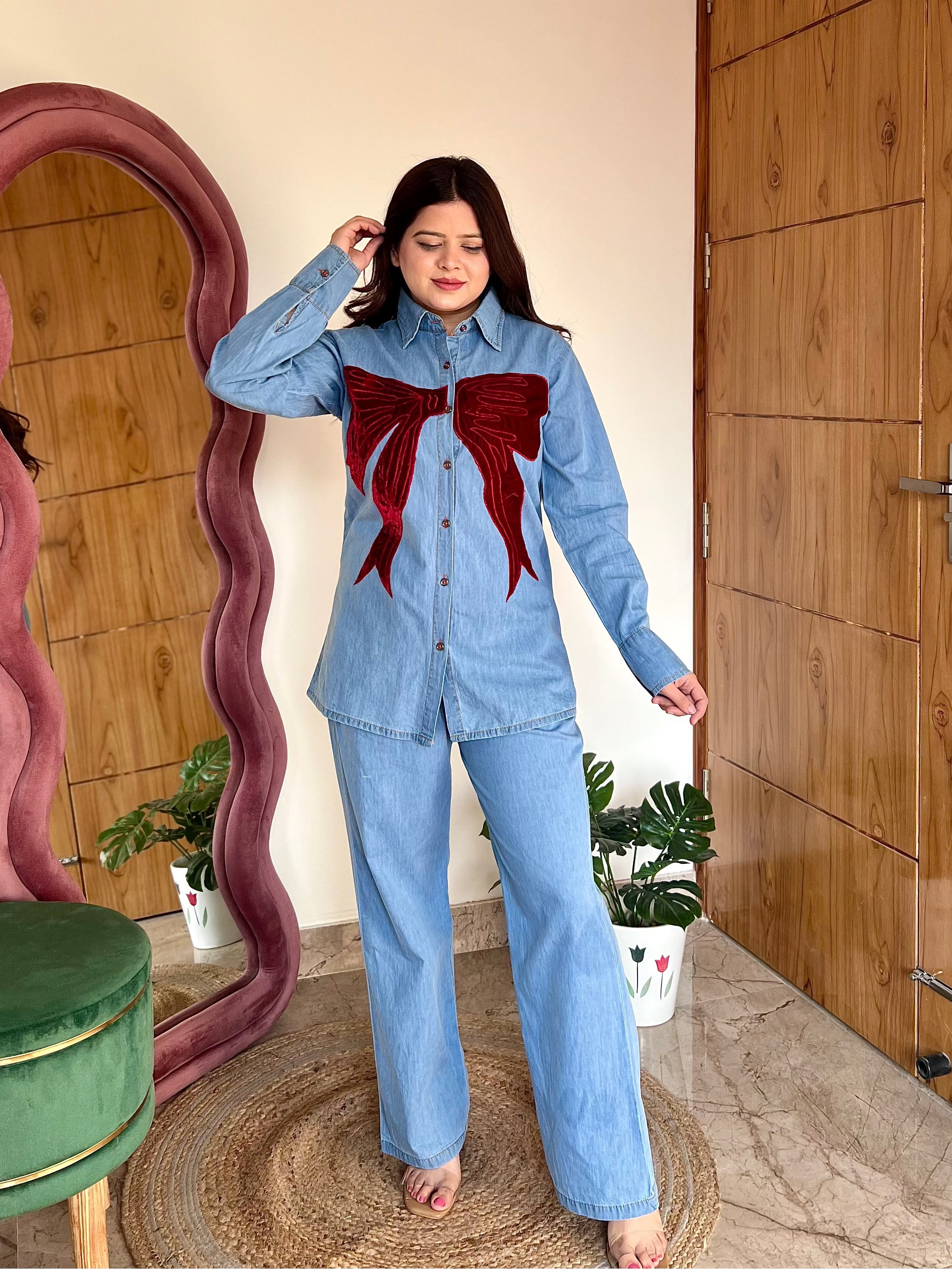 BOW DENIM COORD