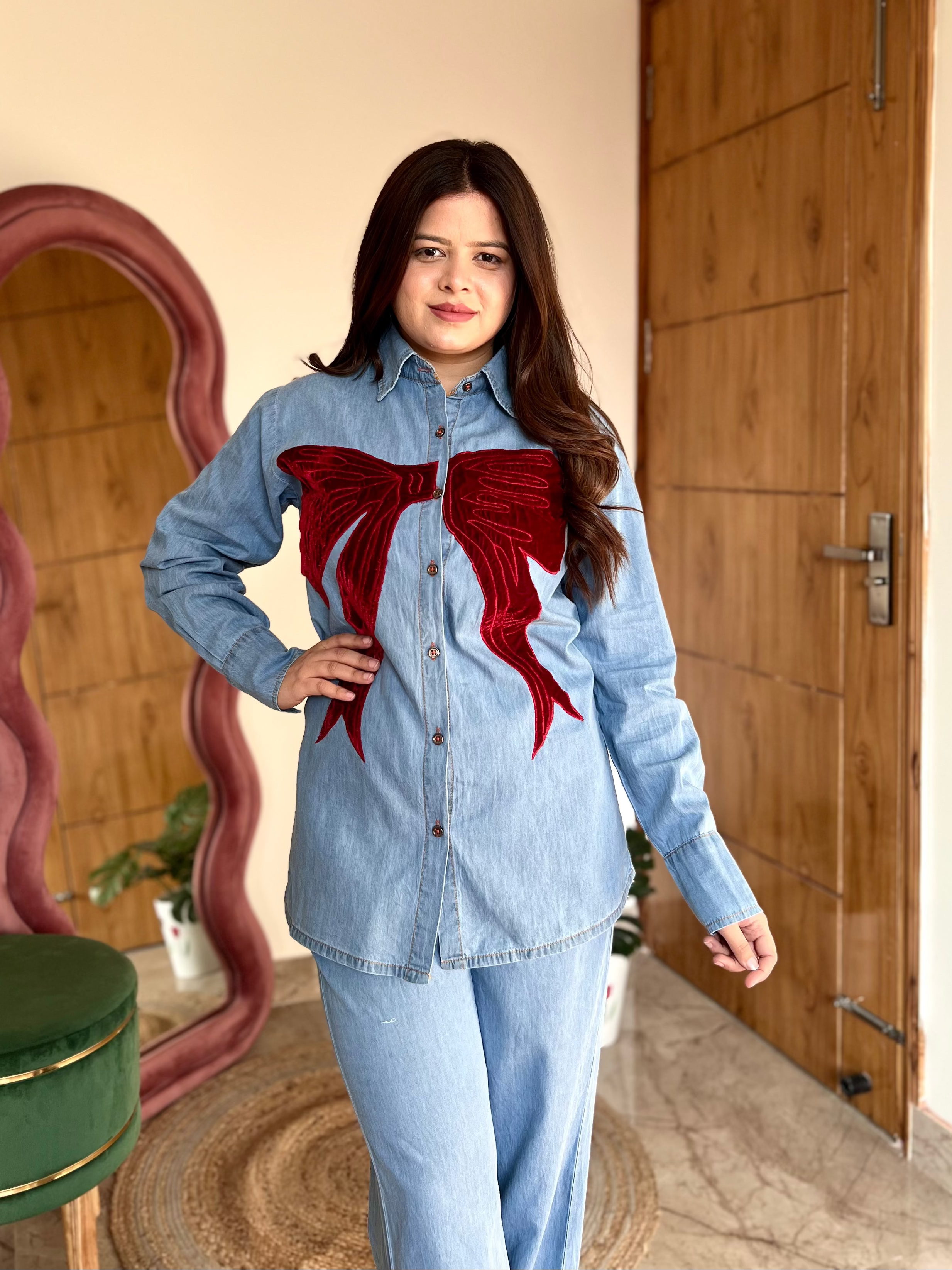BOW DENIM COORD
