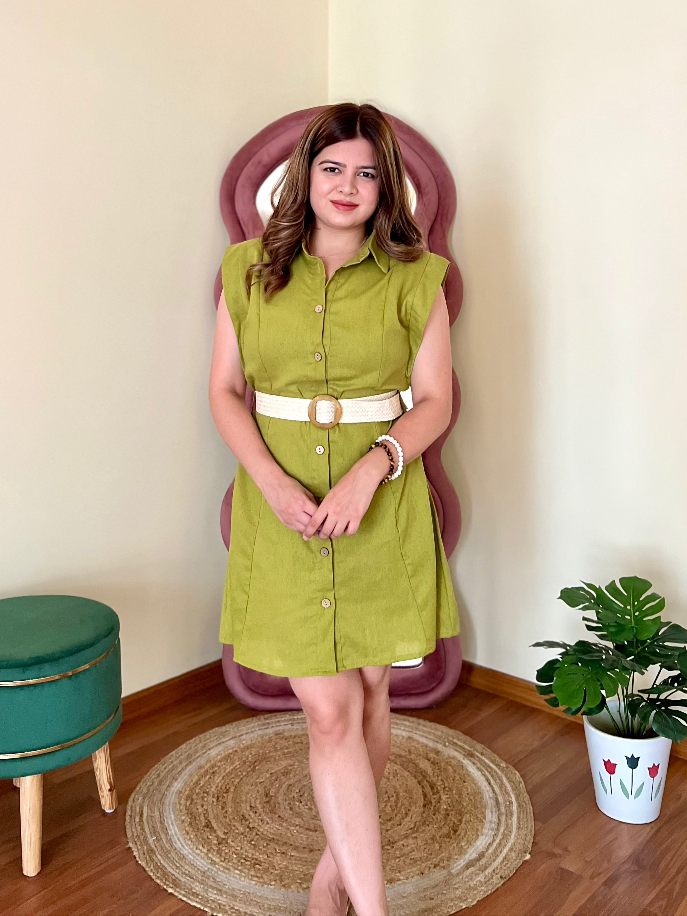 CLOVER BELTED DRESS