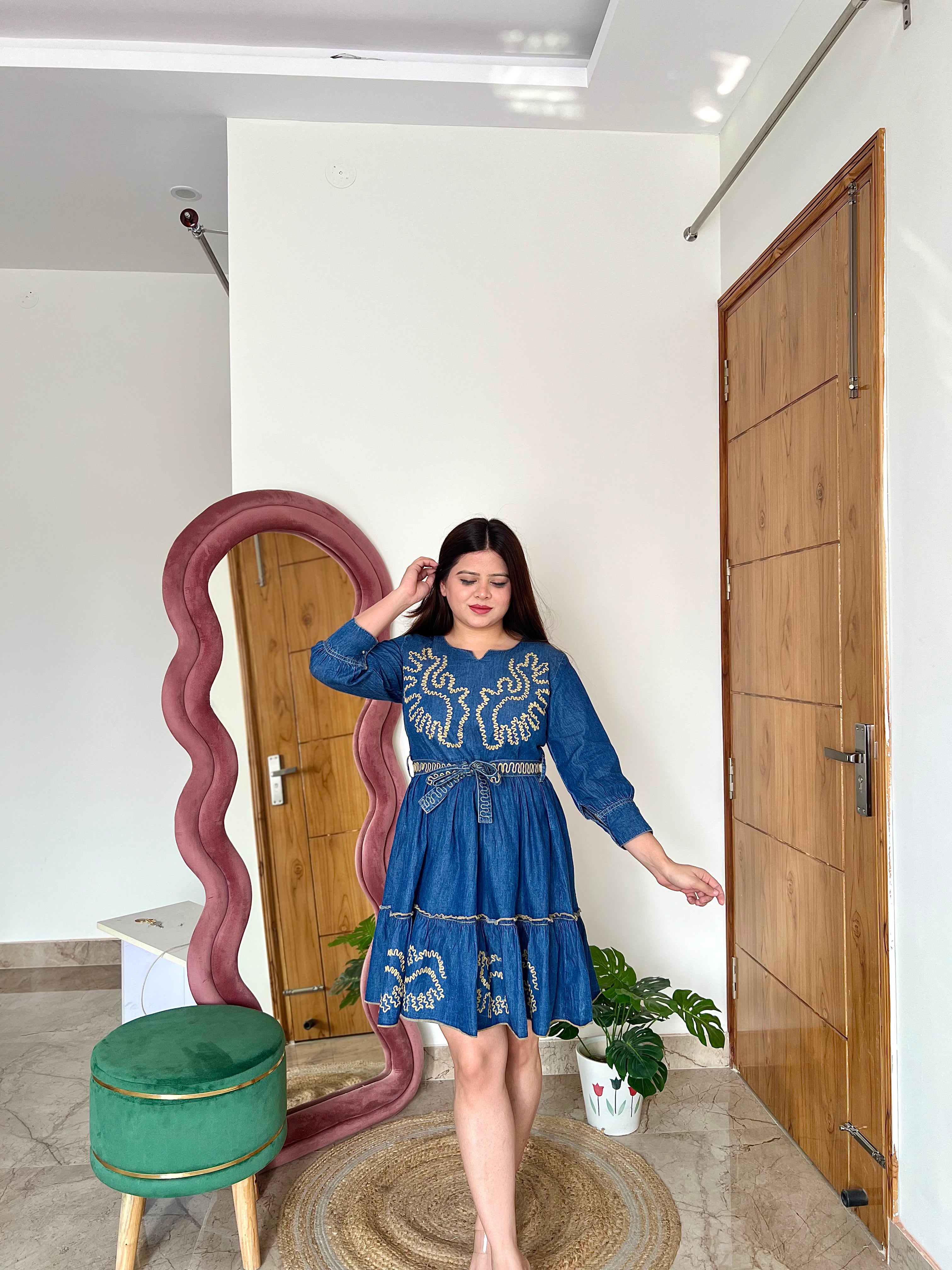 YARA TIERED DENIM DRESS