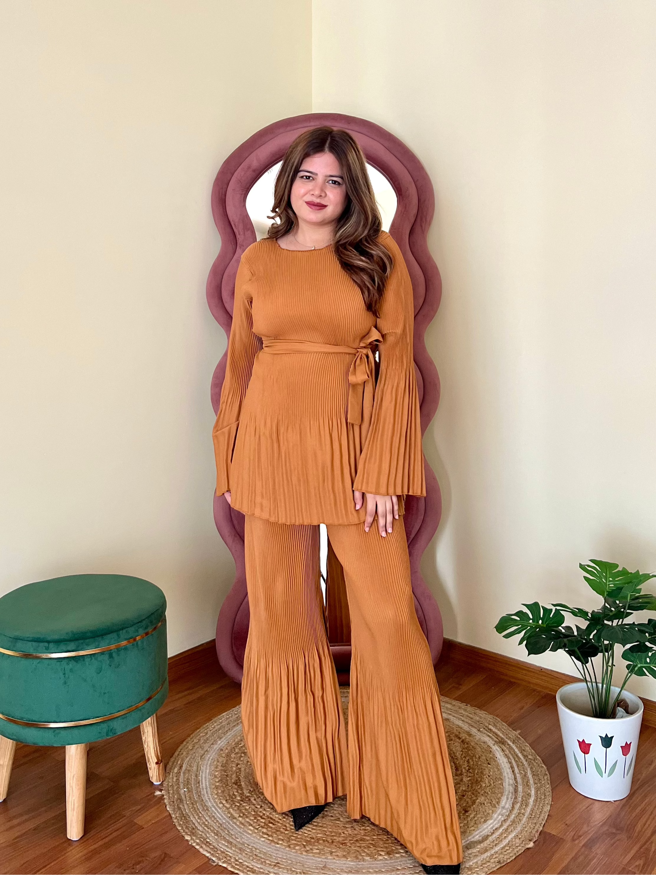 PEACHY PLEATED COORD