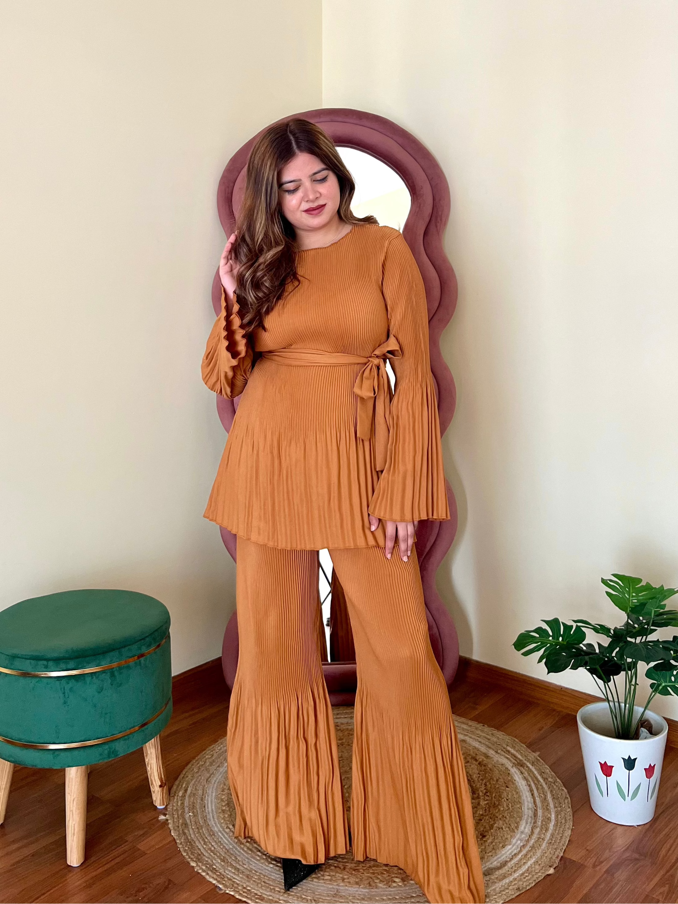 PEACHY PLEATED COORD