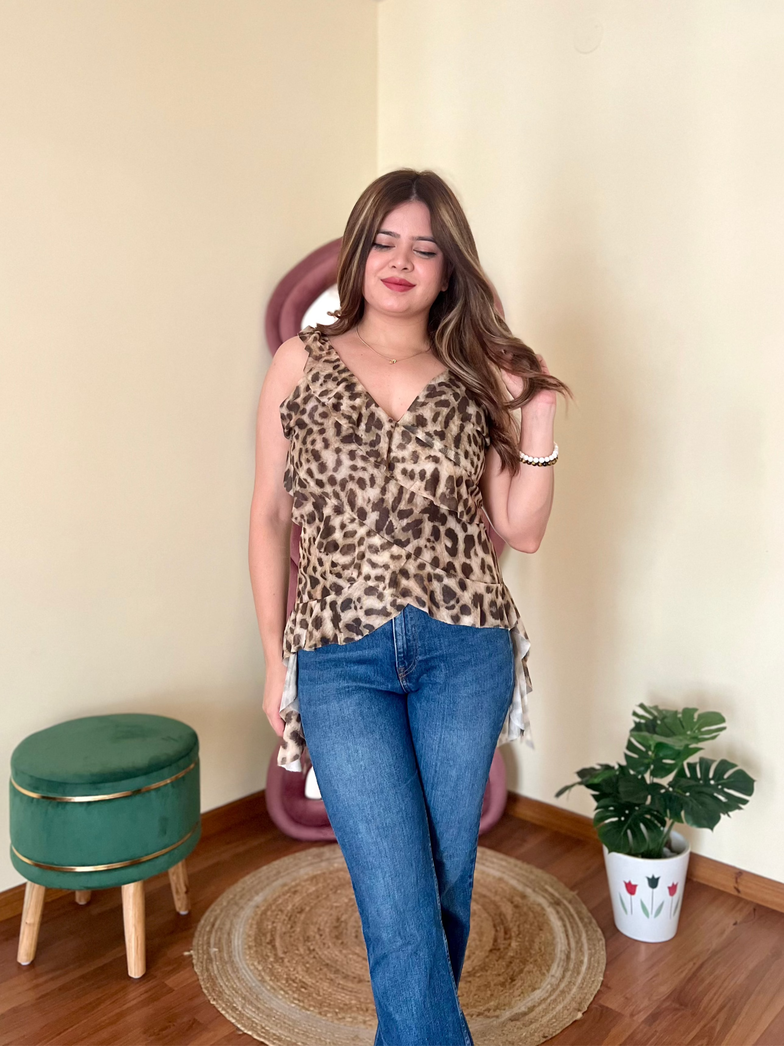 LEOPARD MESH TOP