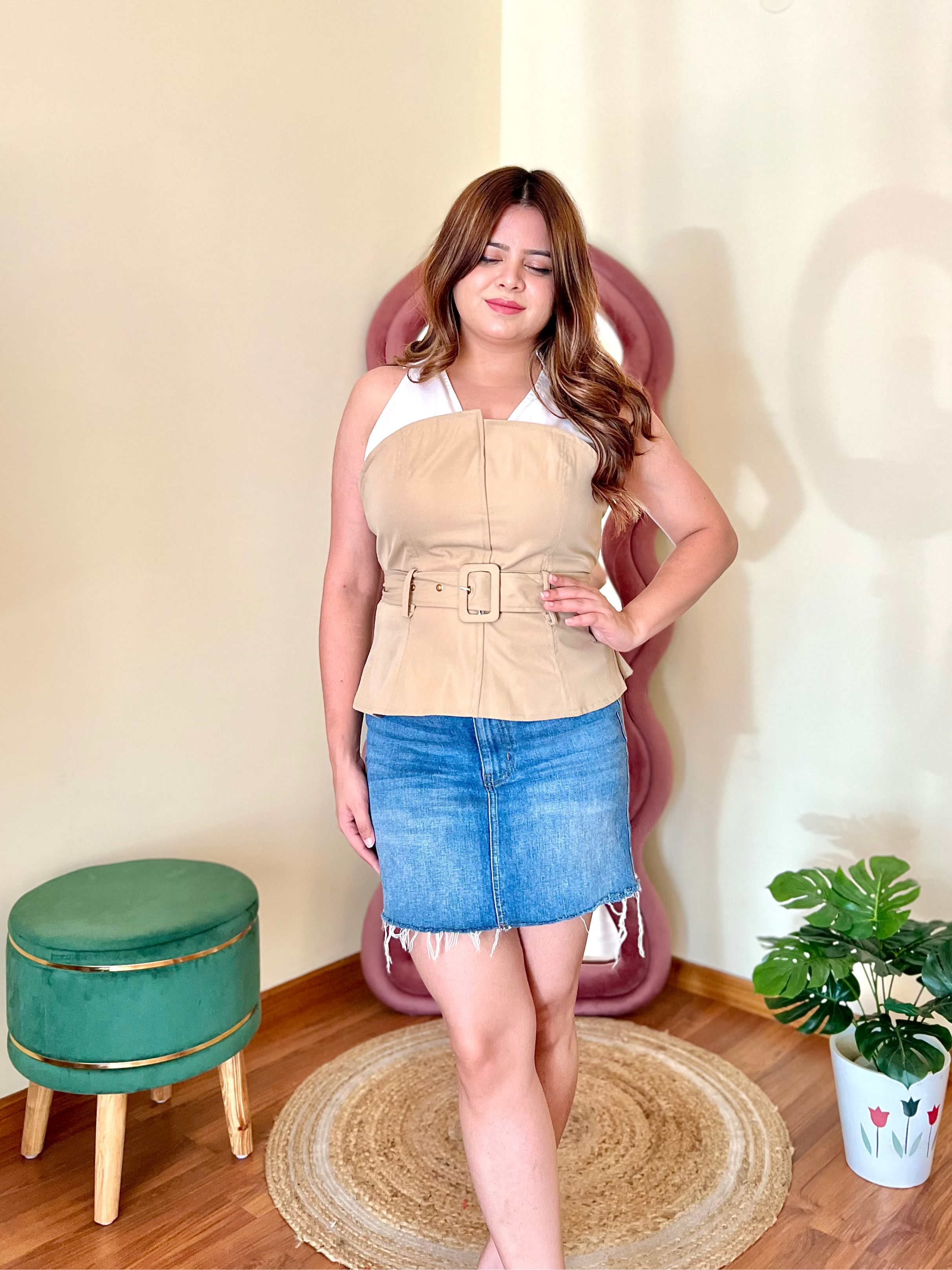CECE BELTED TOP