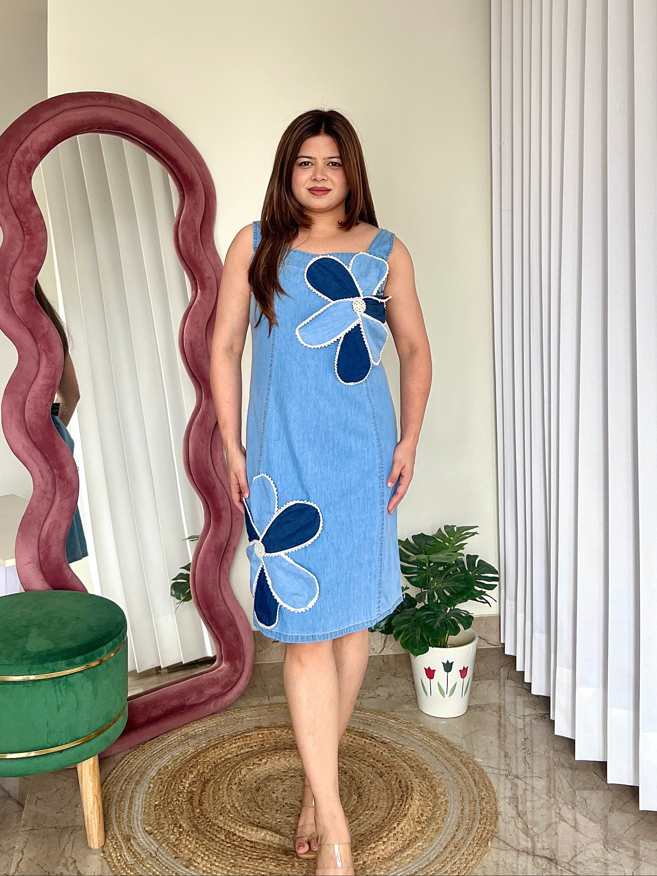 URI COTTON DENIM DRESS