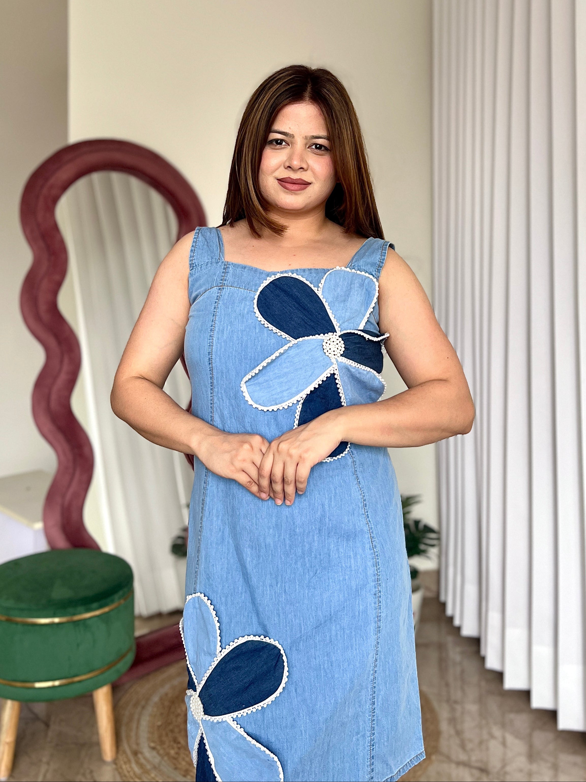 URI COTTON DENIM DRESS