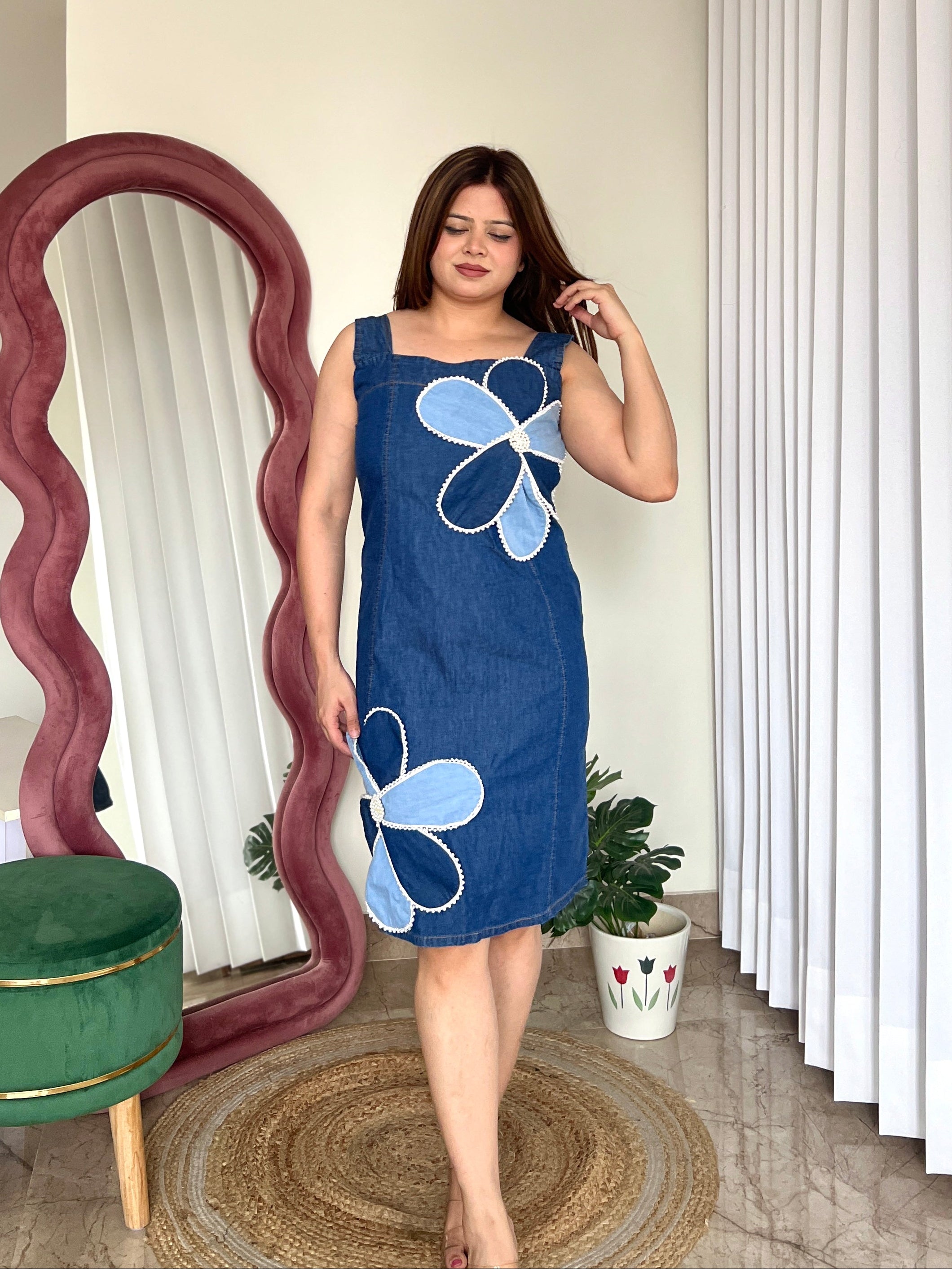 URI COTTON DENIM DRESS