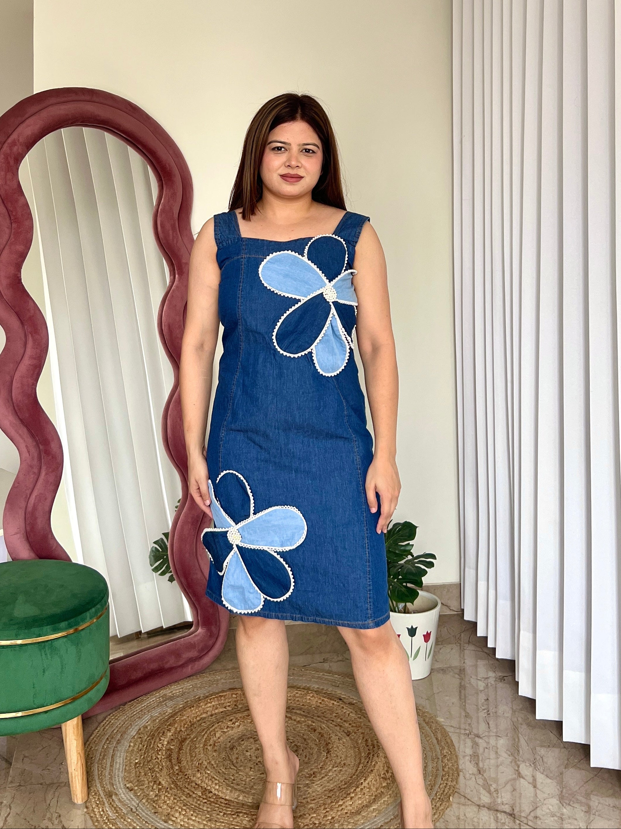 URI COTTON DENIM DRESS