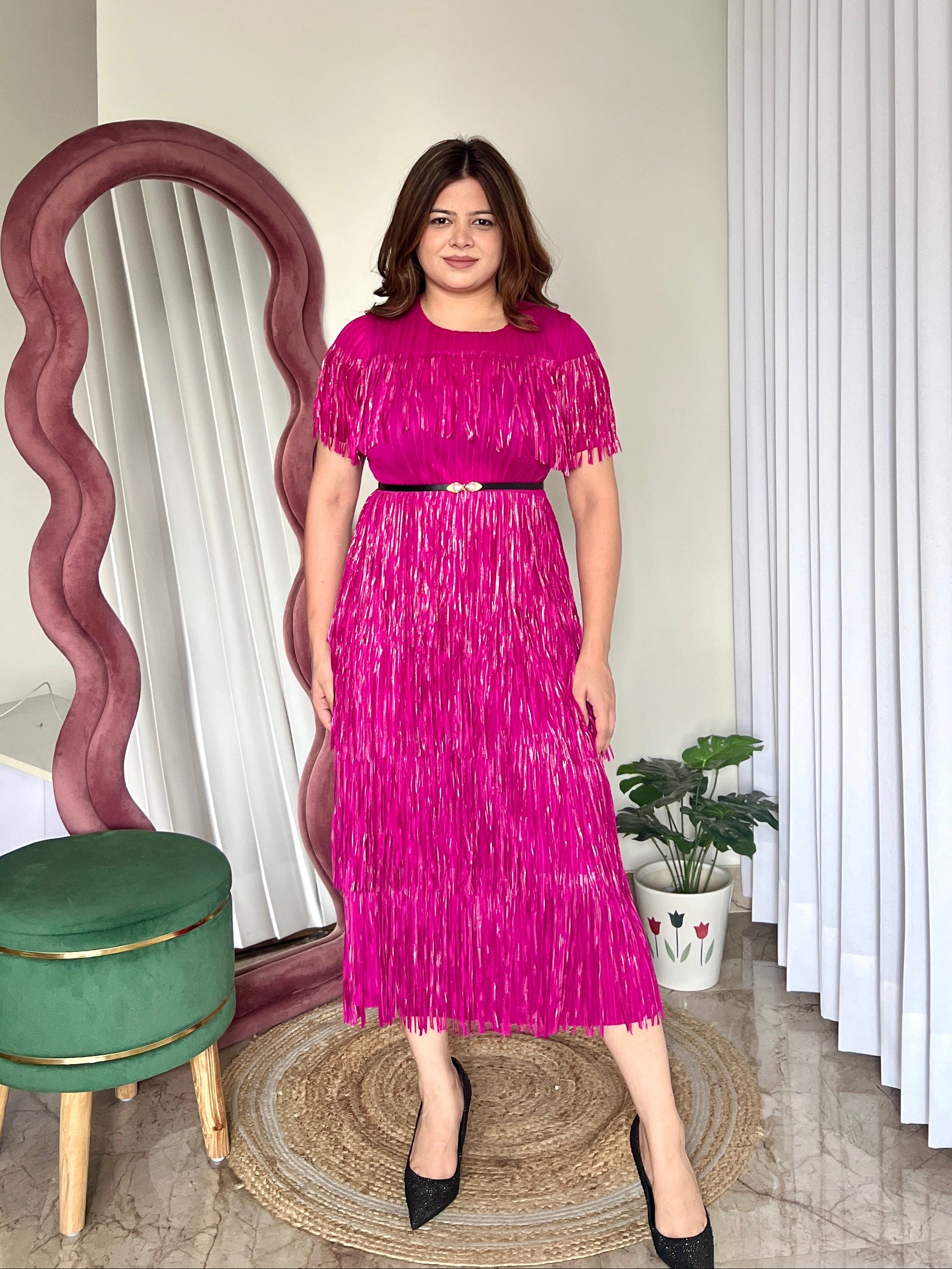 MILEY FRINGES PLEATED DRESS