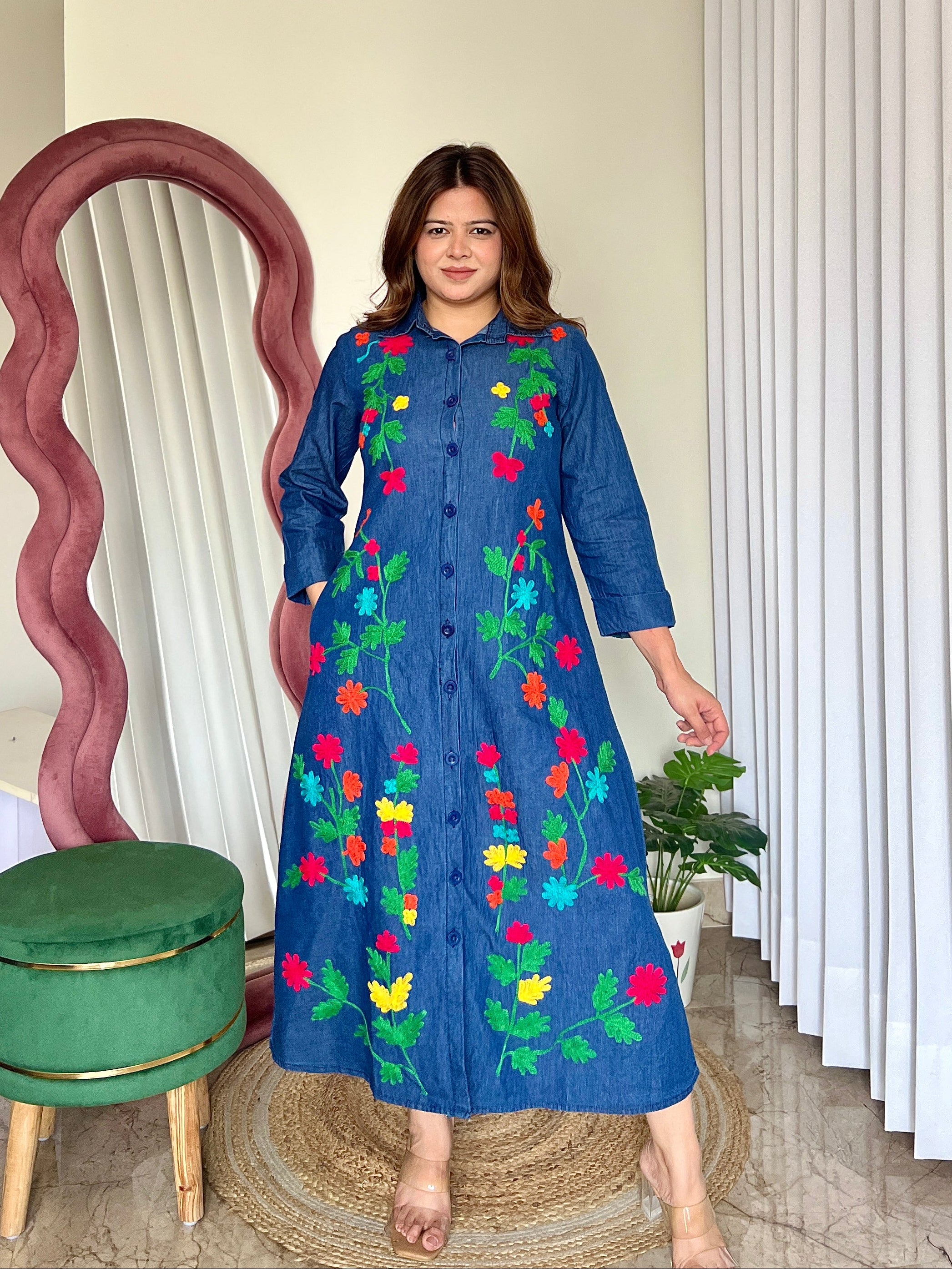 RANI FLORAL DENIM DRESS