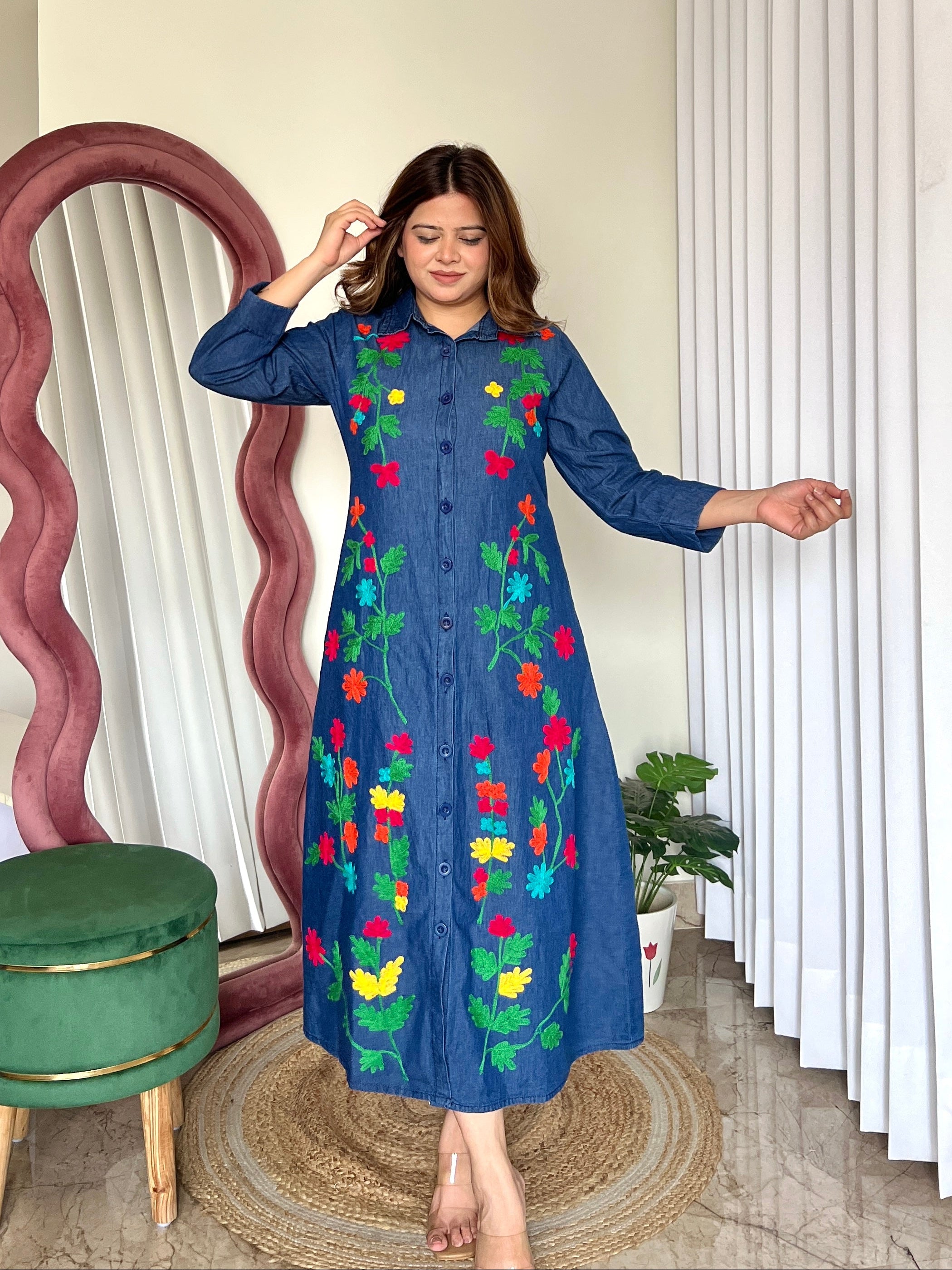 RANI FLORAL DENIM DRESS