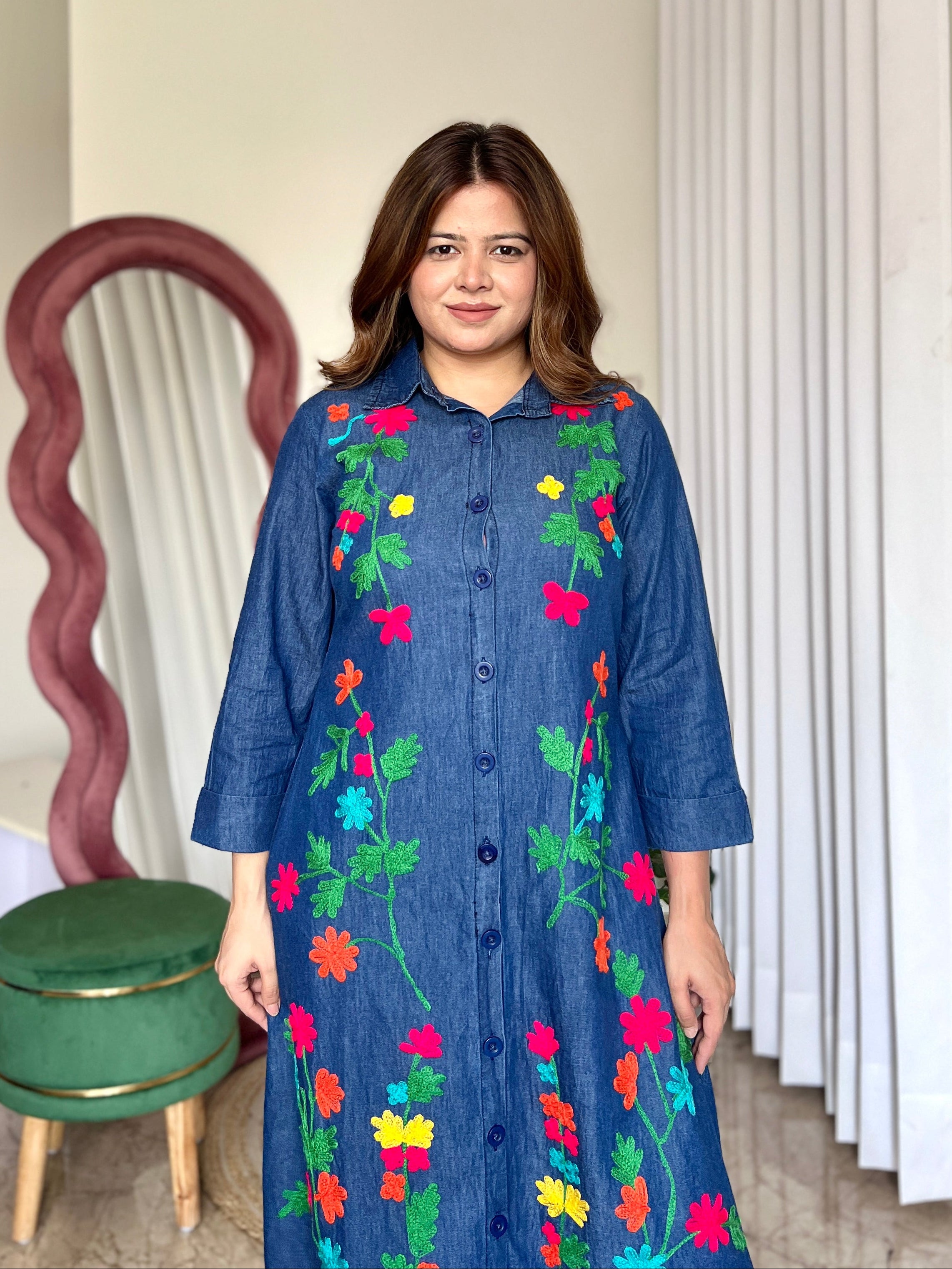 RANI FLORAL DENIM DRESS