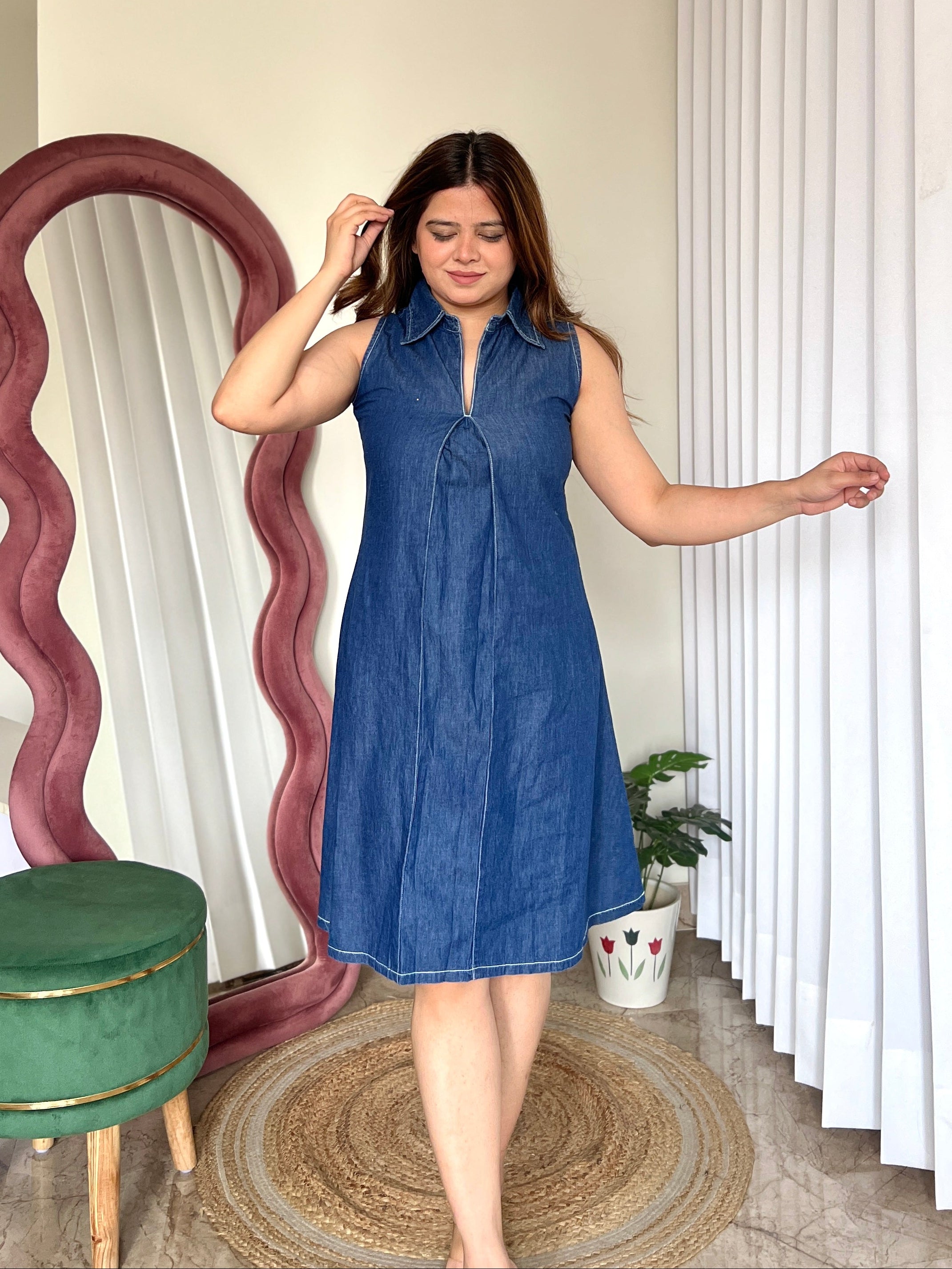 MACAU COTTON DENIM DRESS