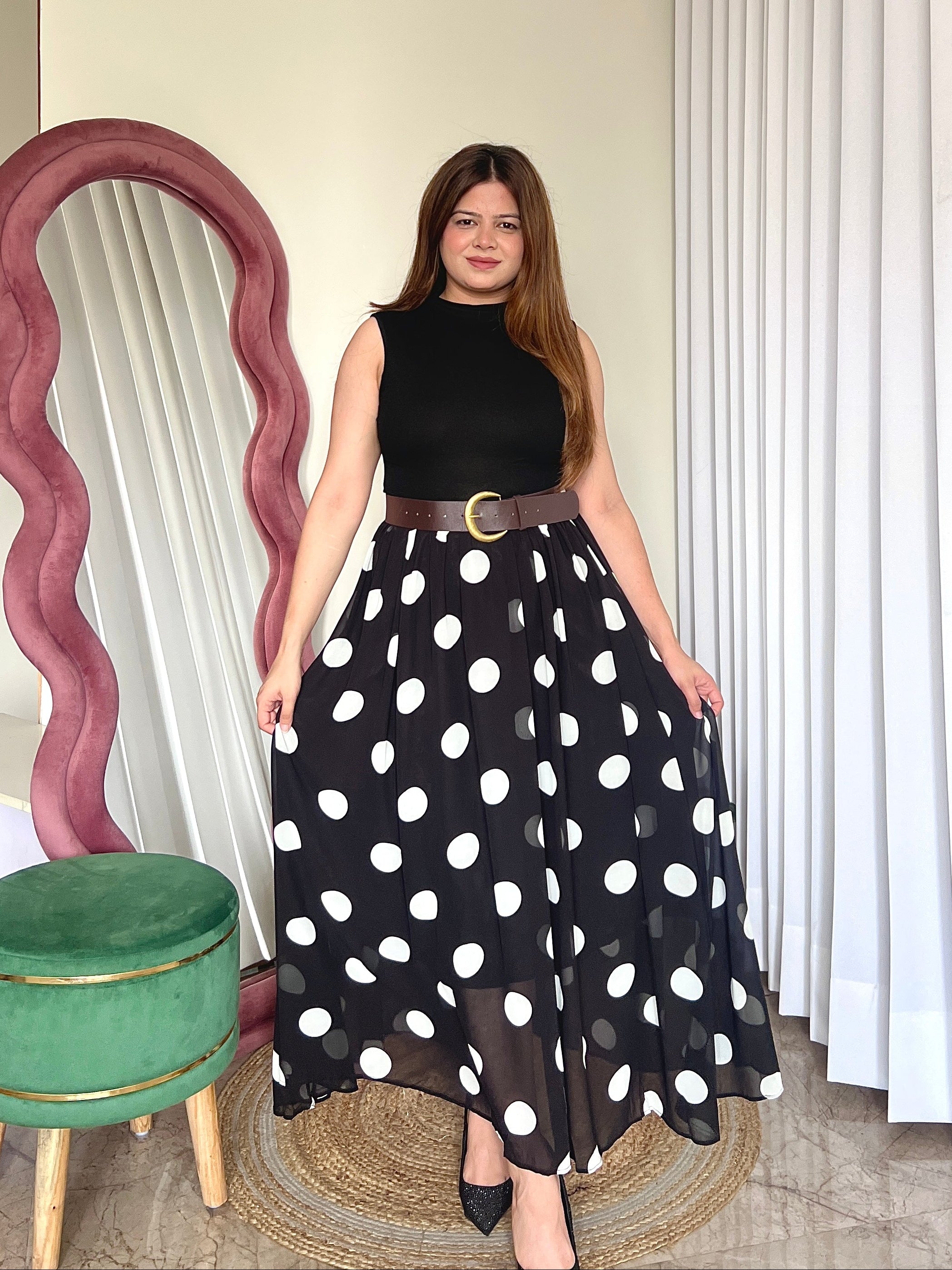 ROSETTE POLKA DOT SKIRT SET