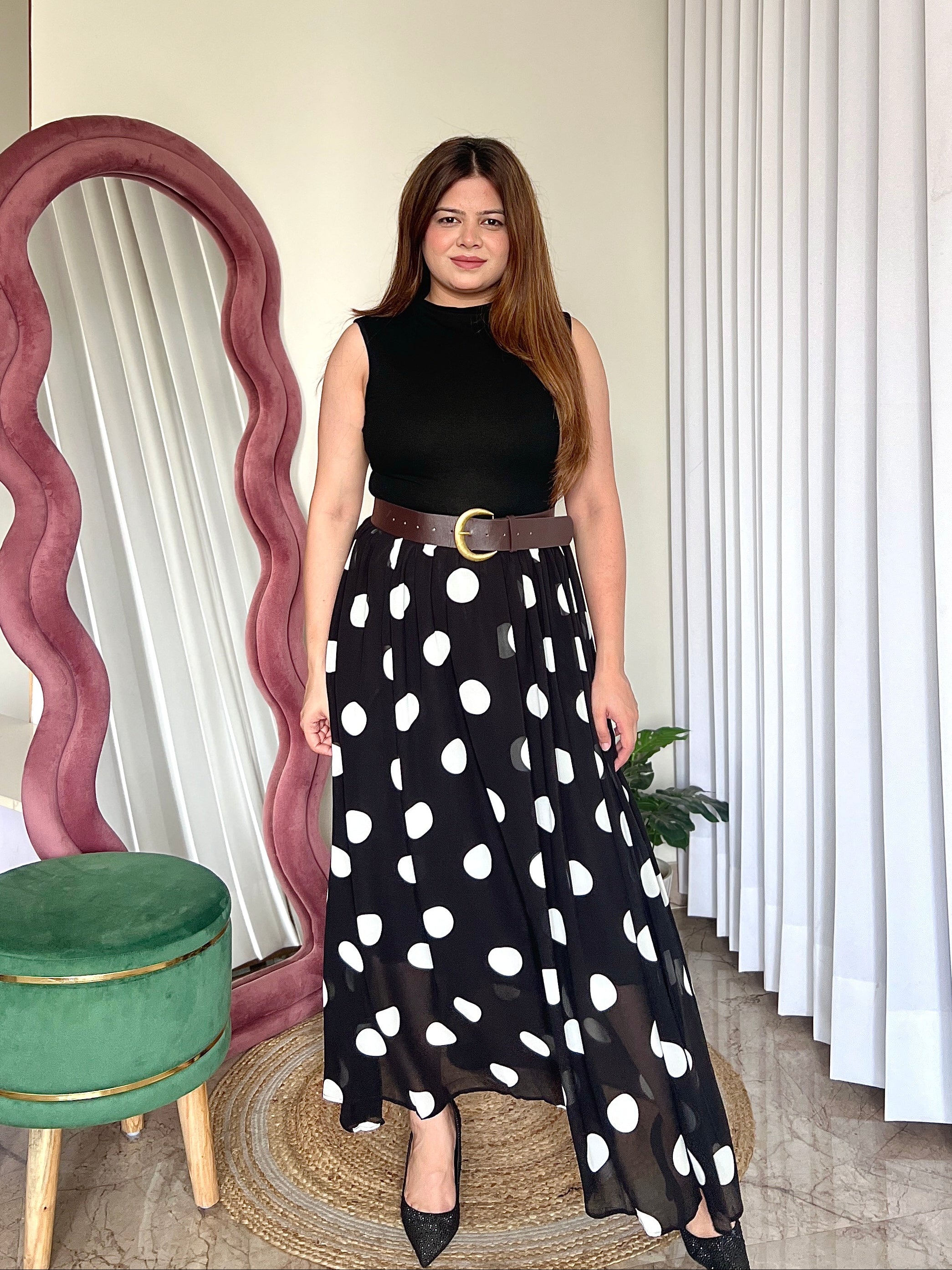ROSETTE POLKA DOT SKIRT SET
