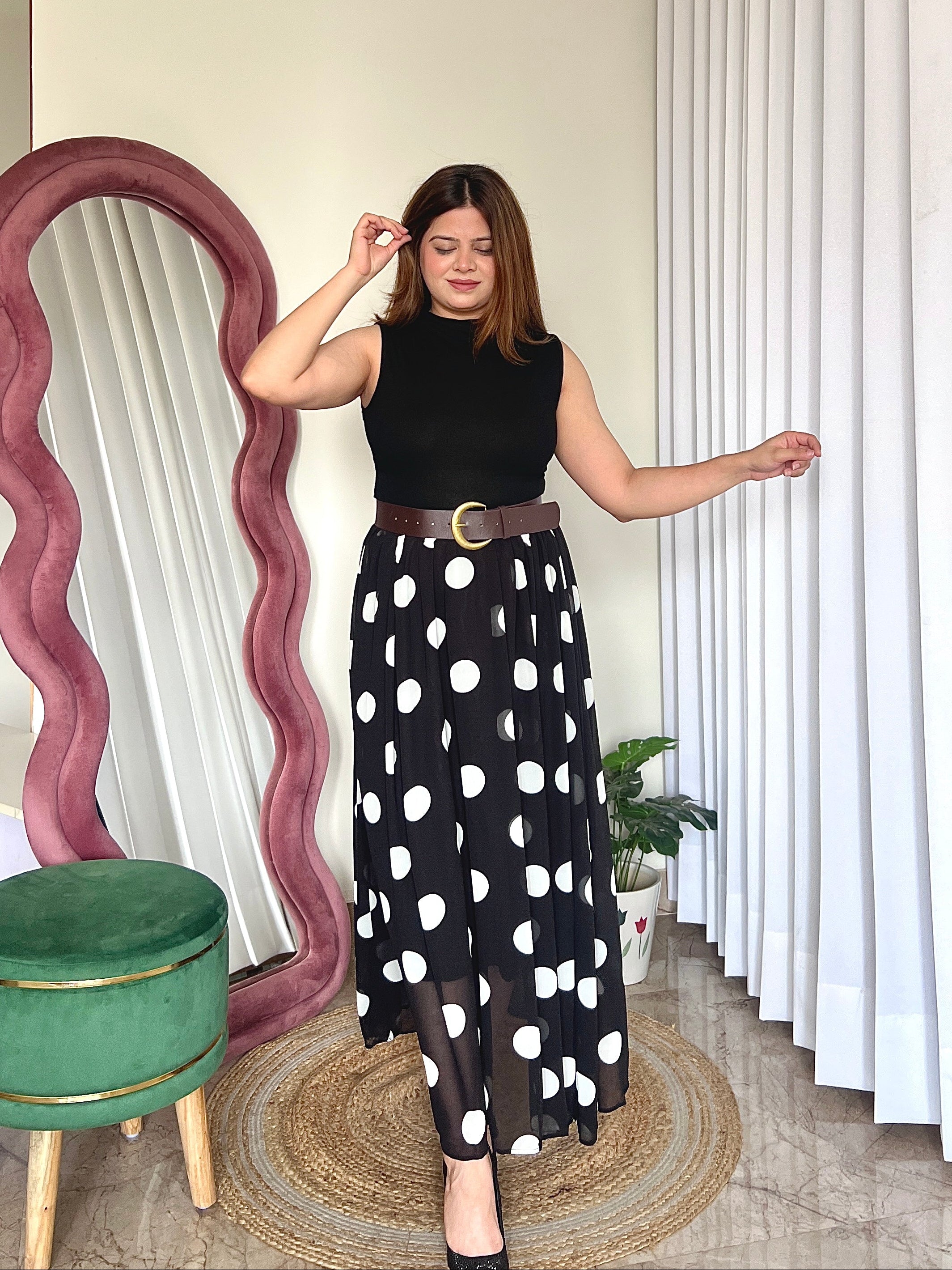 ROSETTE POLKA DOT SKIRT SET