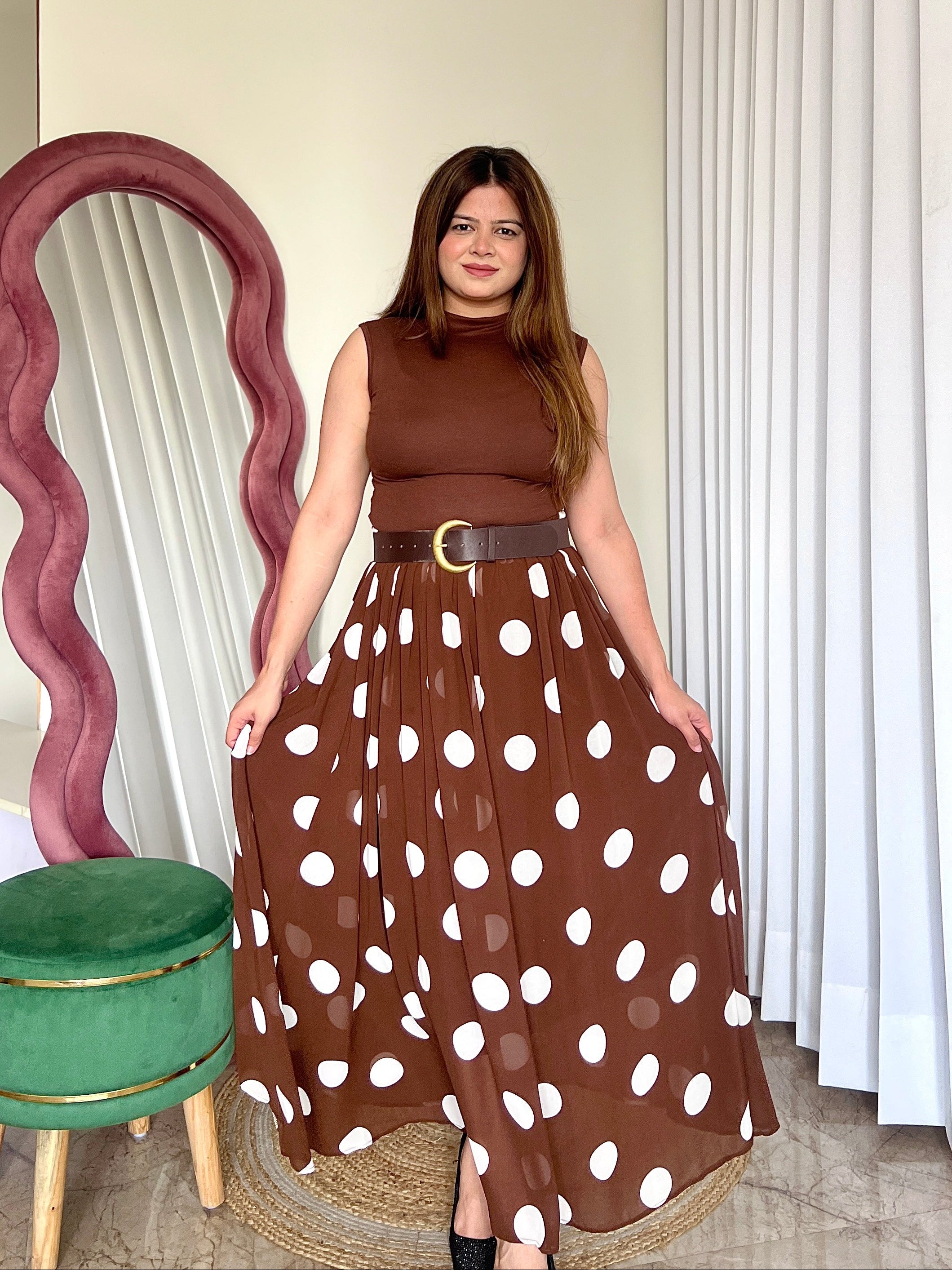 ROSETTE POLKA DOT SKIRT SET