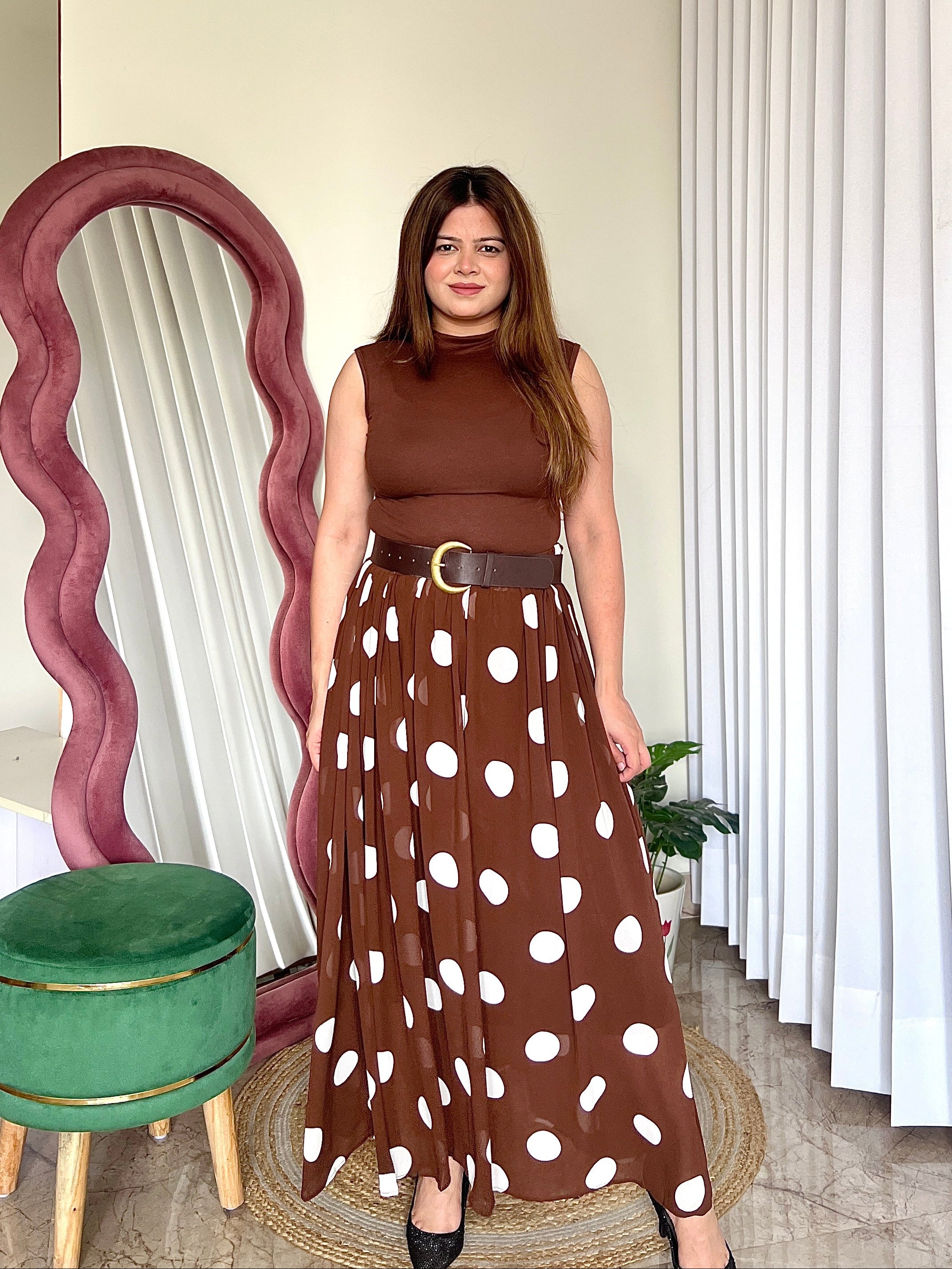 ROSETTE POLKA DOT SKIRT SET
