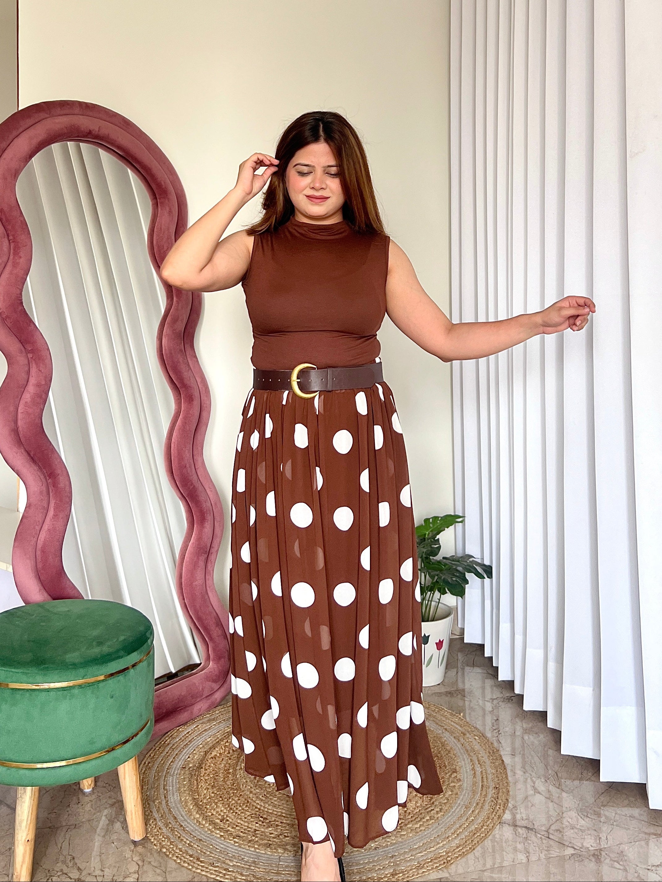 ROSETTE POLKA DOT SKIRT SET