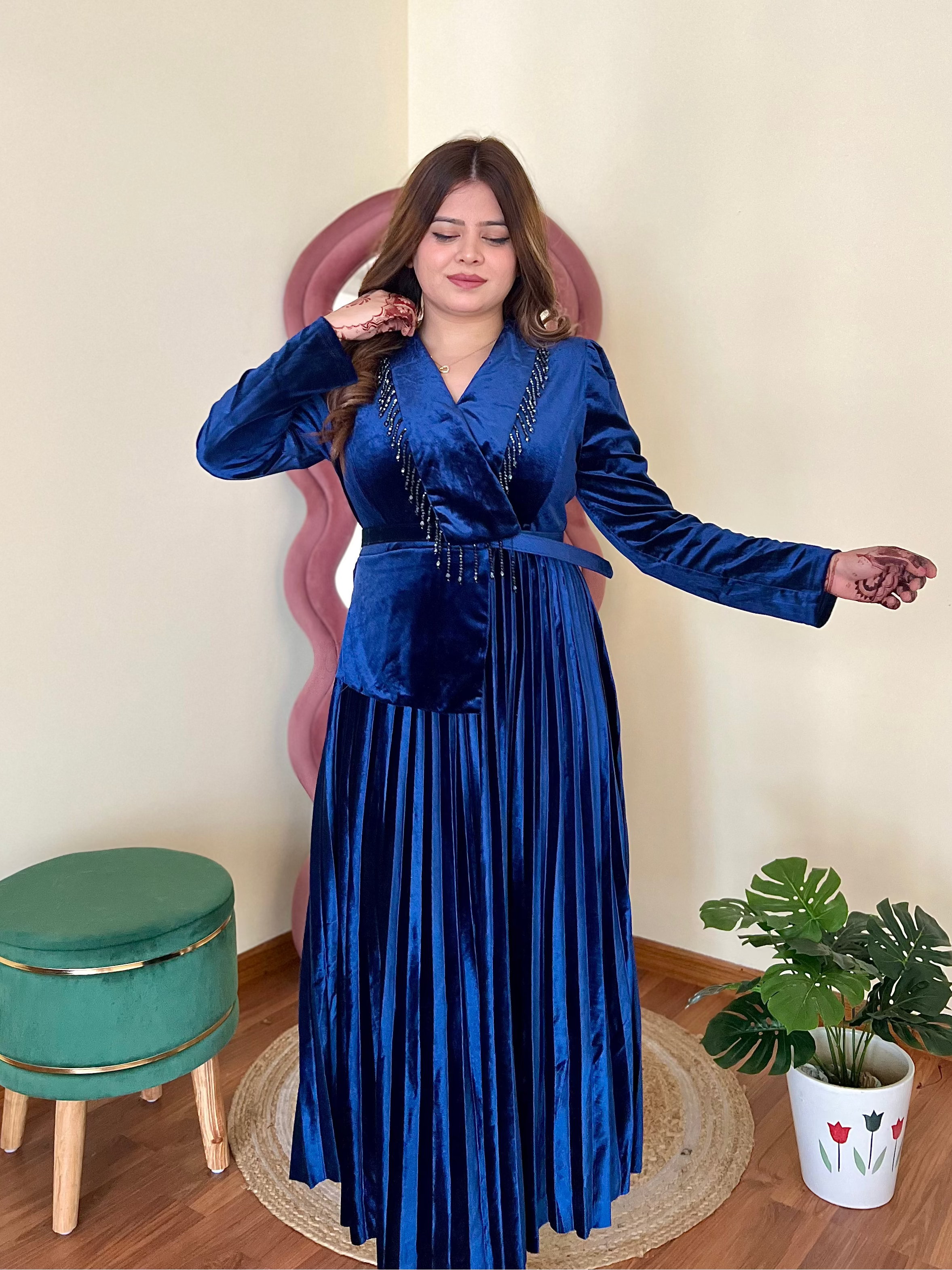 RUBY TASSEL VELVET DRESS