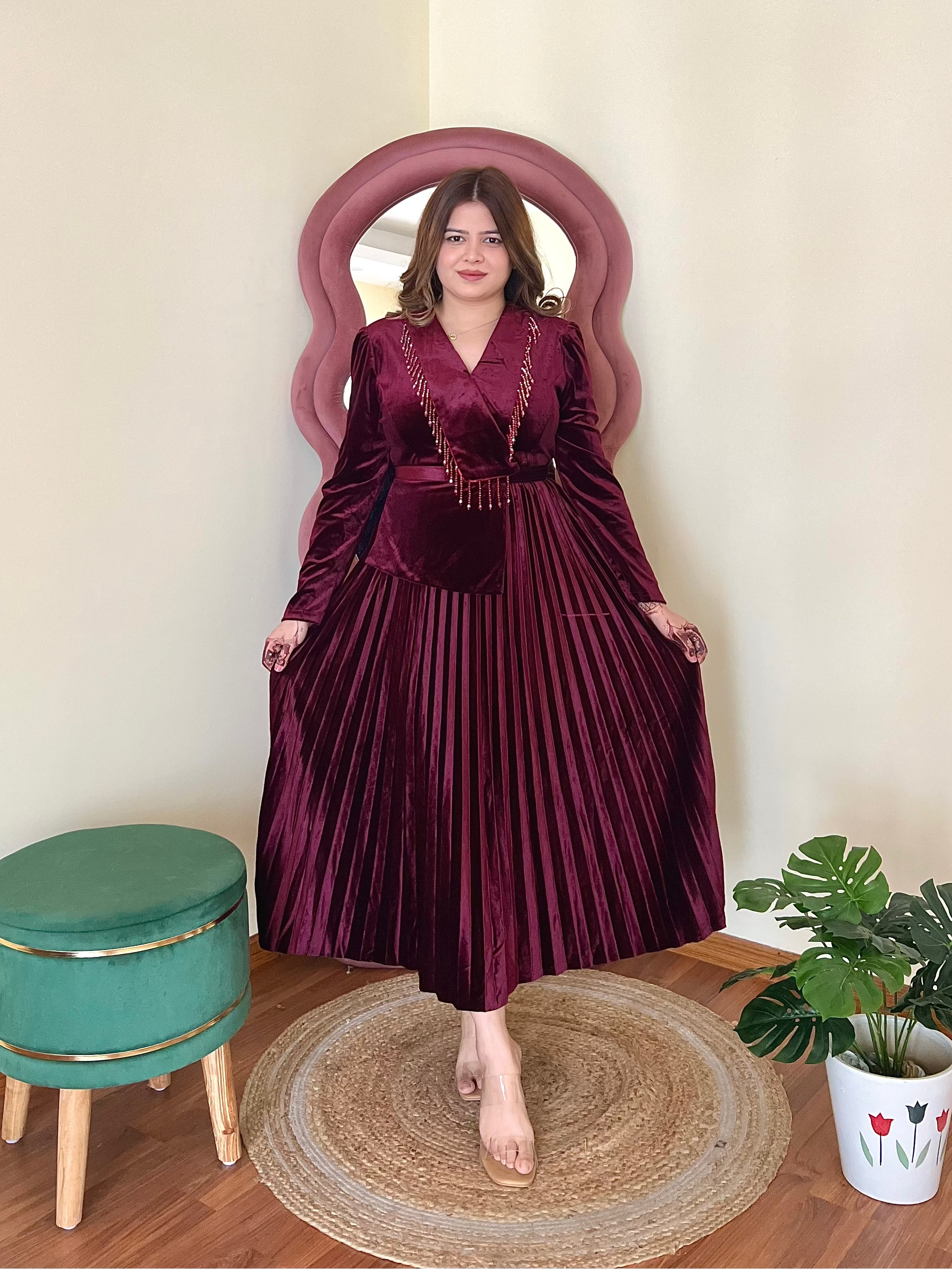 RUBY TASSEL VELVET DRESS