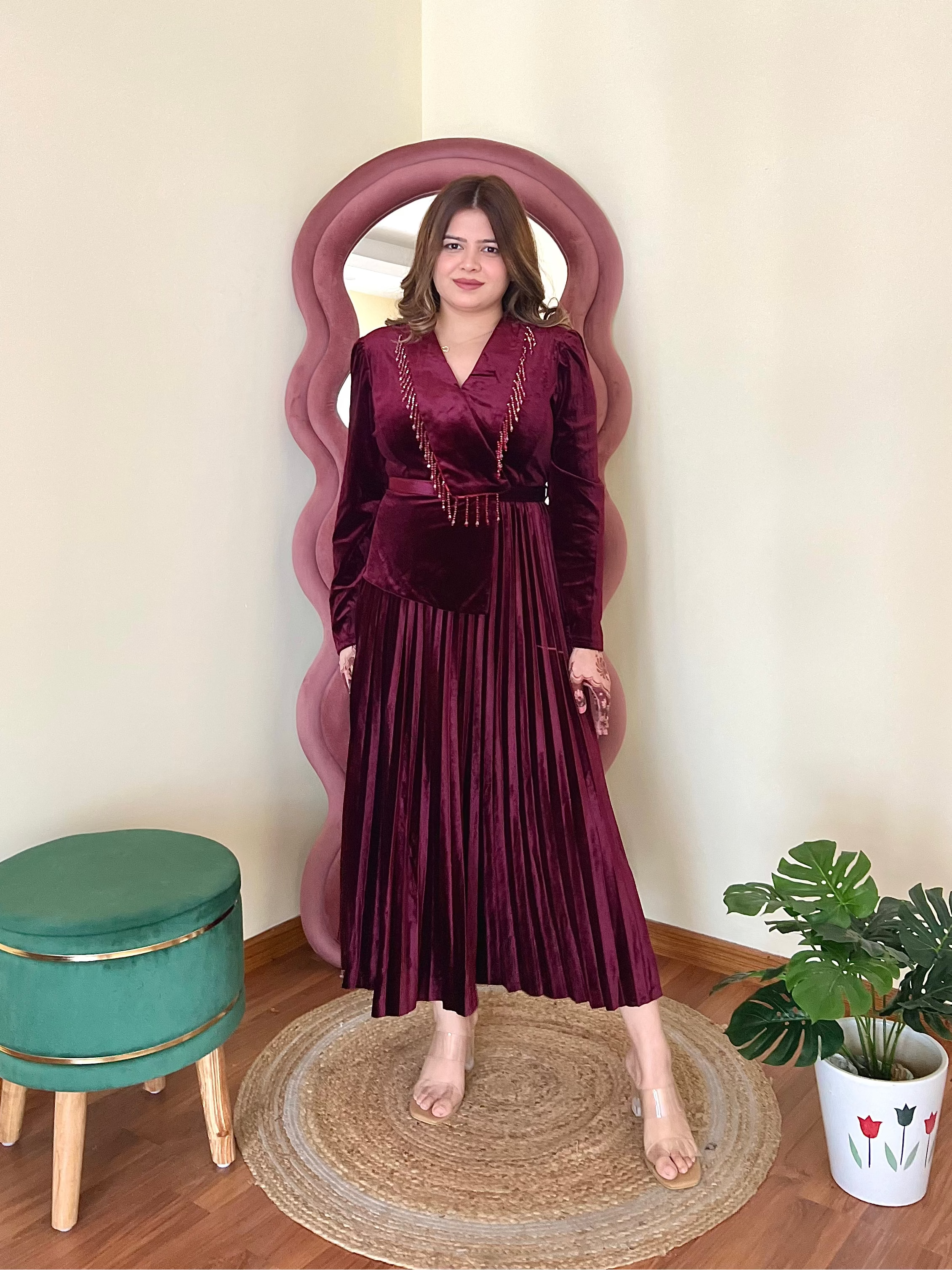 RUBY TASSEL VELVET DRESS