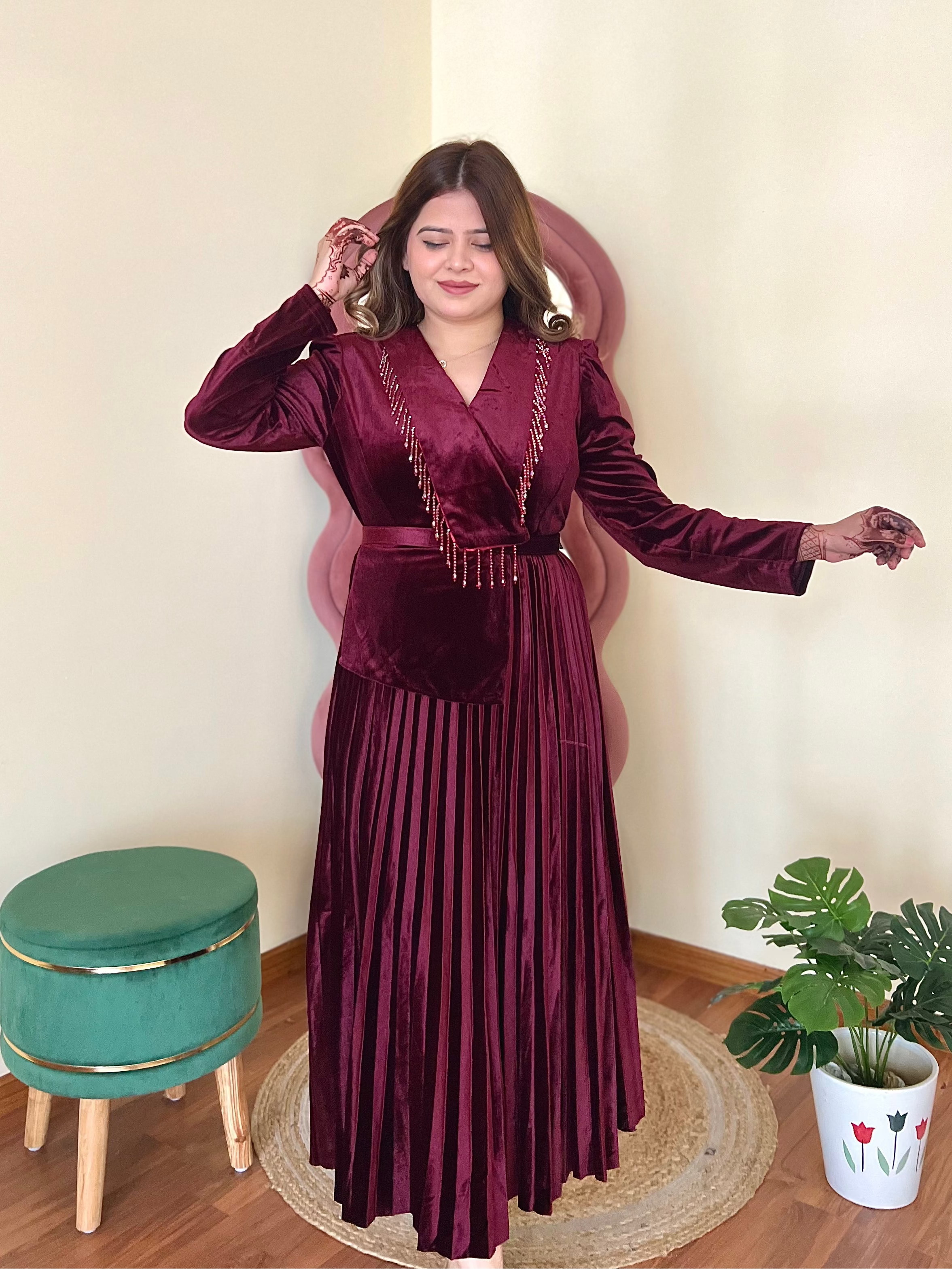 RUBY TASSEL VELVET DRESS