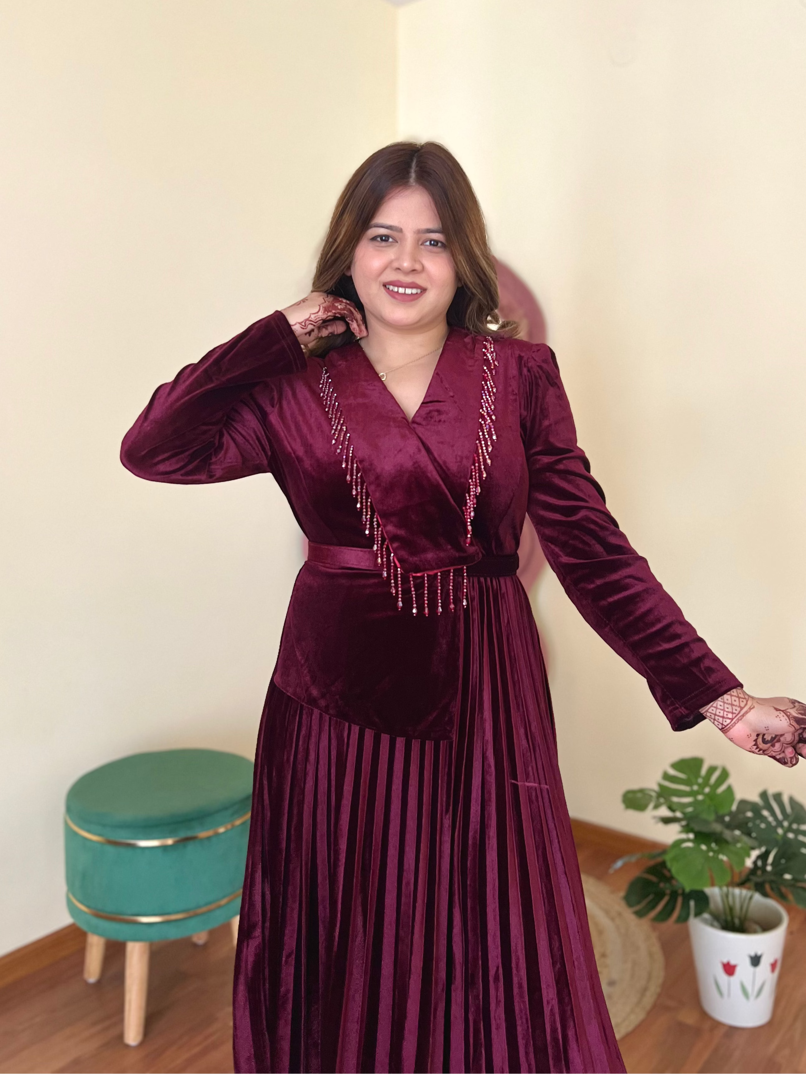 RUBY TASSEL VELVET DRESS