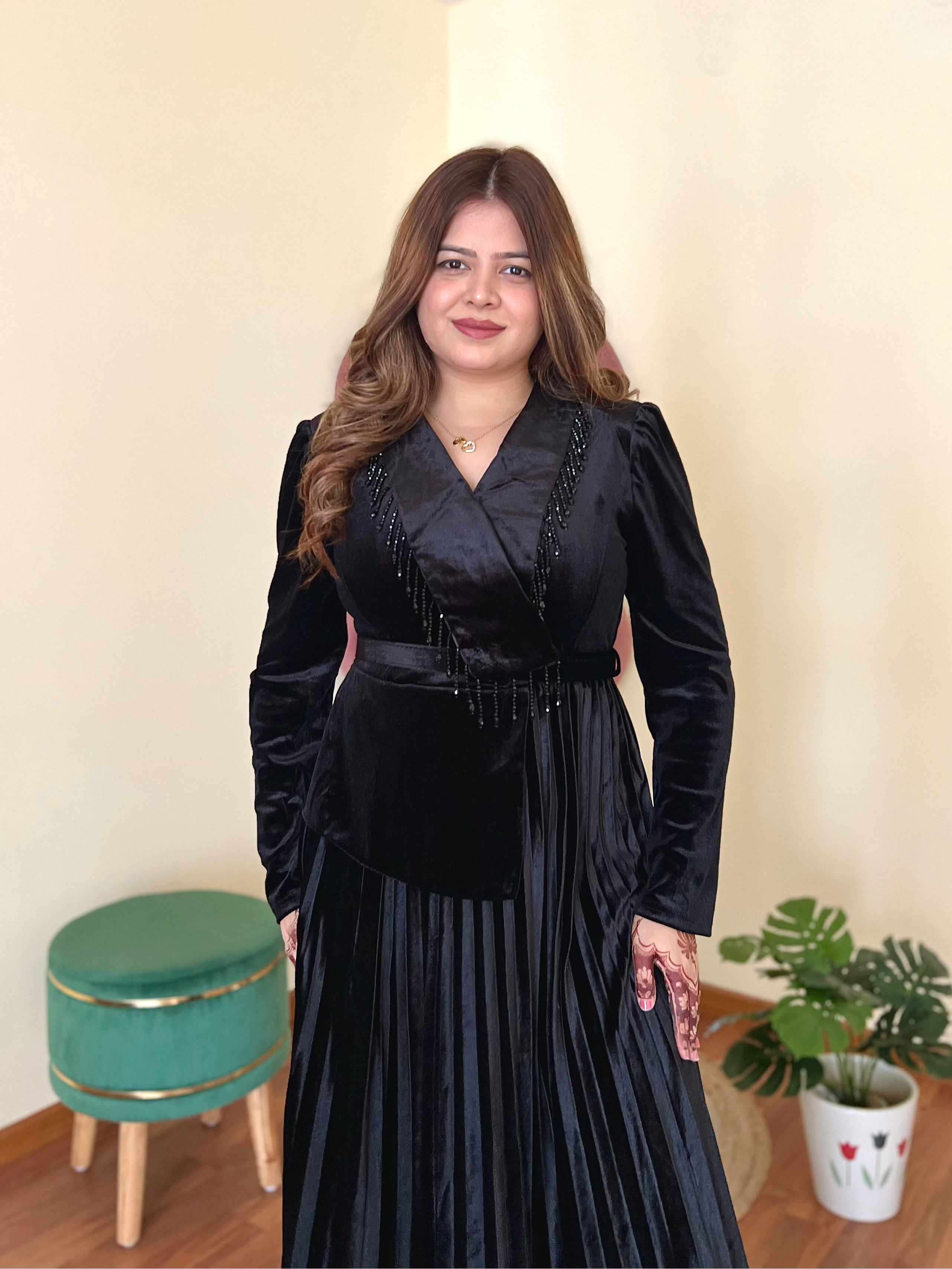 RUBY TASSEL VELVET DRESS