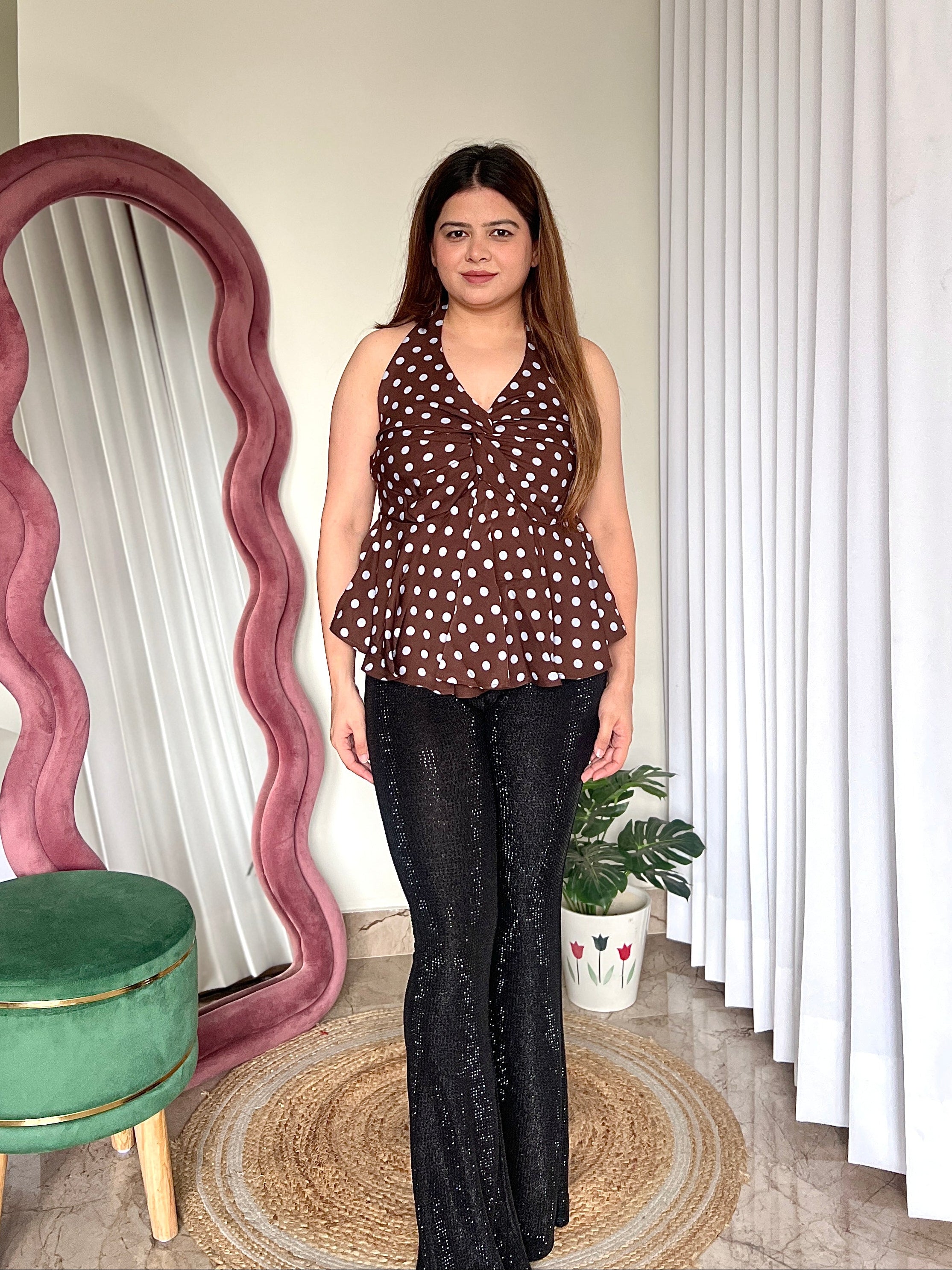 HERMES POLKA HALTER NECK TOP