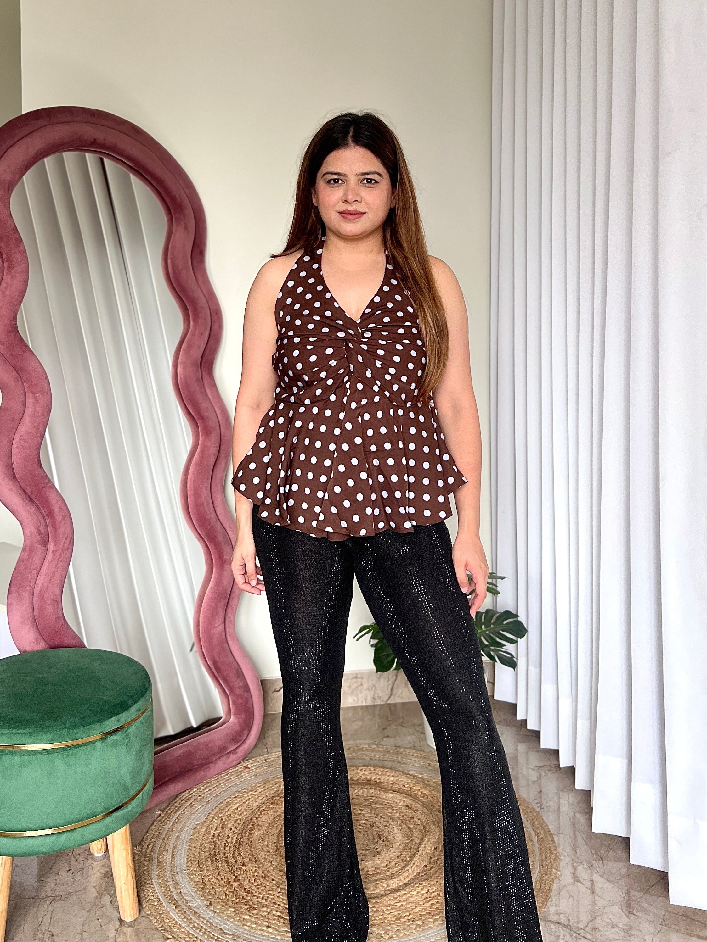 HERMES POLKA HALTER NECK TOP