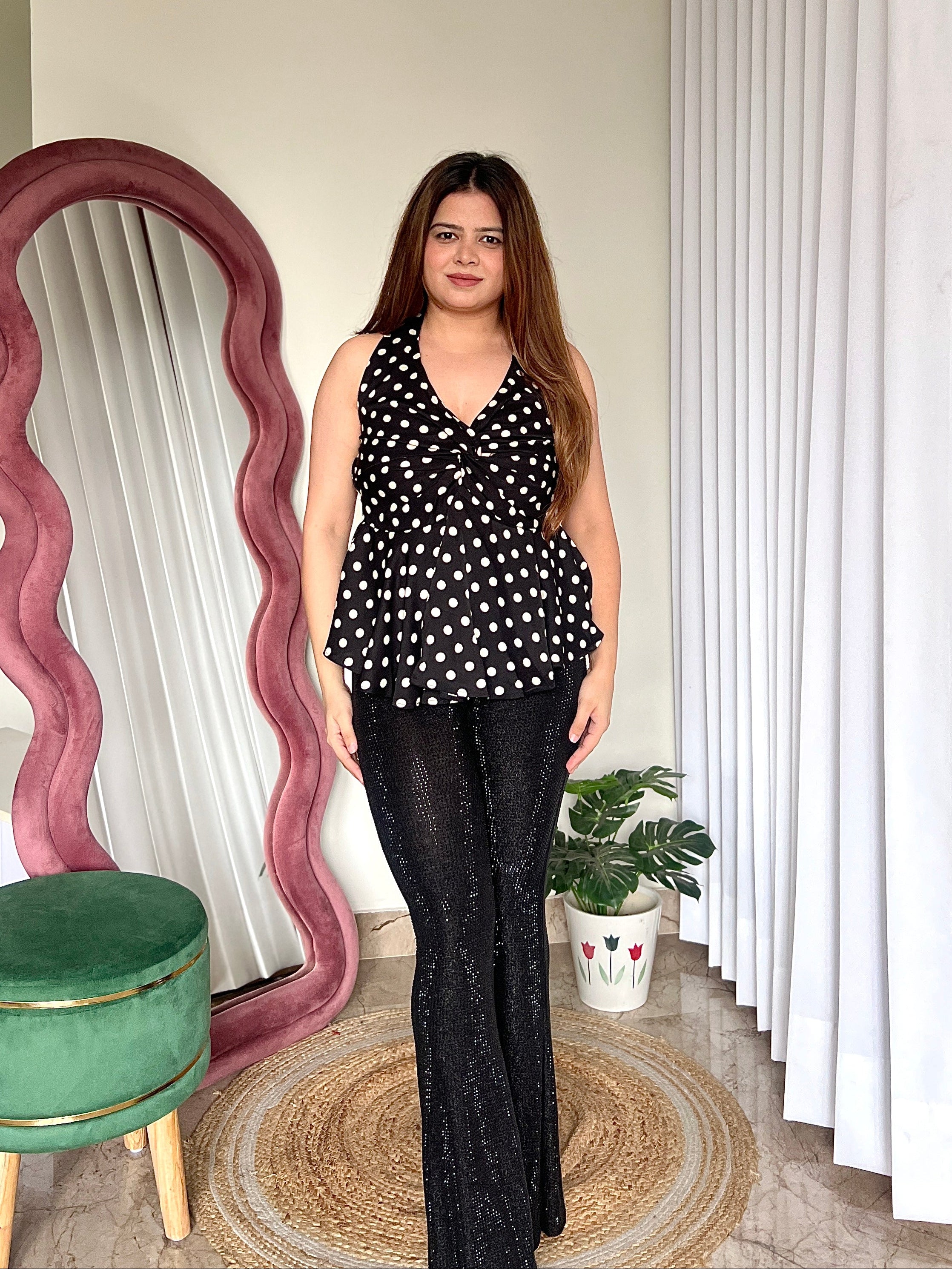 HERMES POLKA HALTER NECK TOP