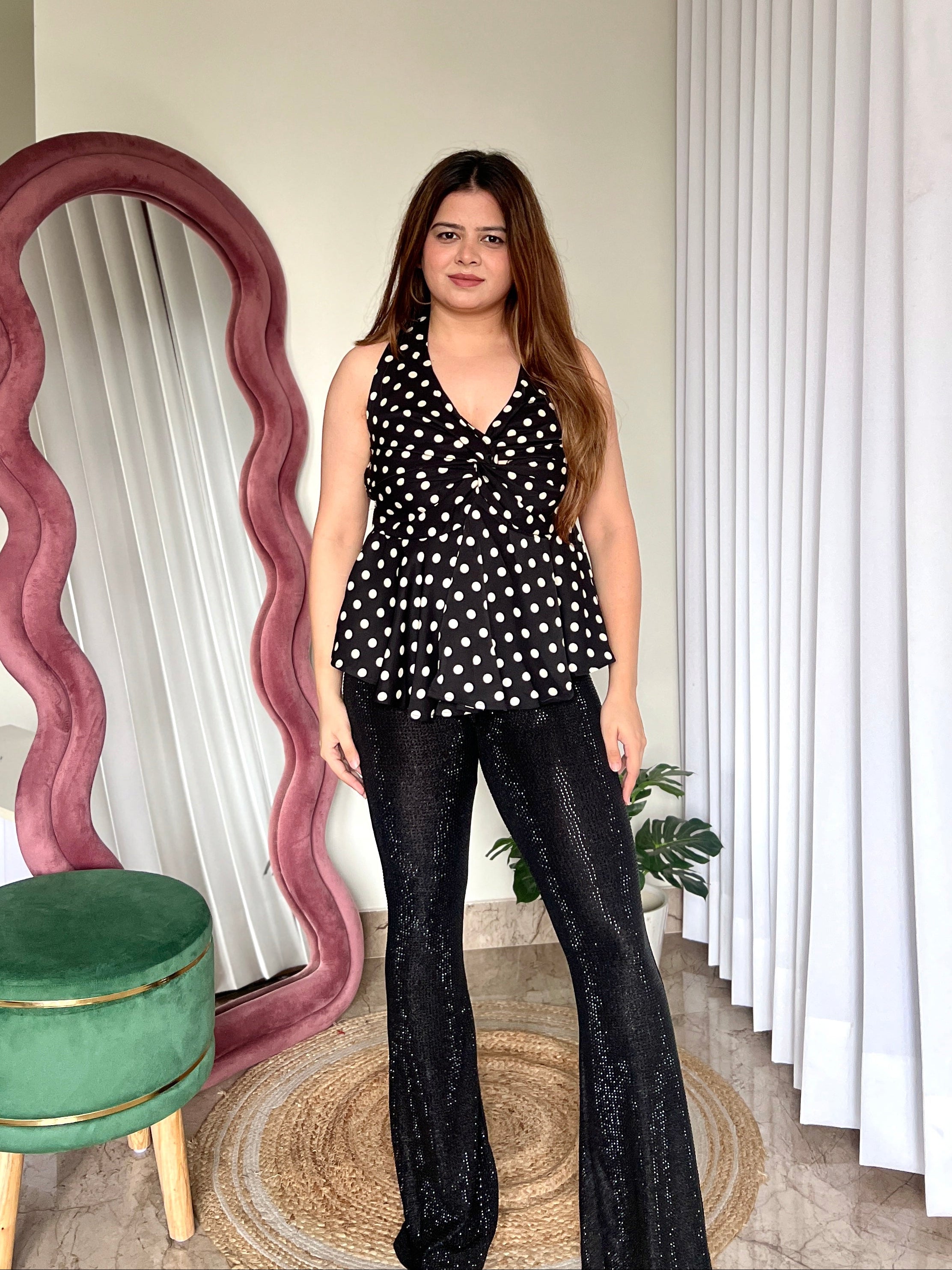 HERMES POLKA HALTER NECK TOP