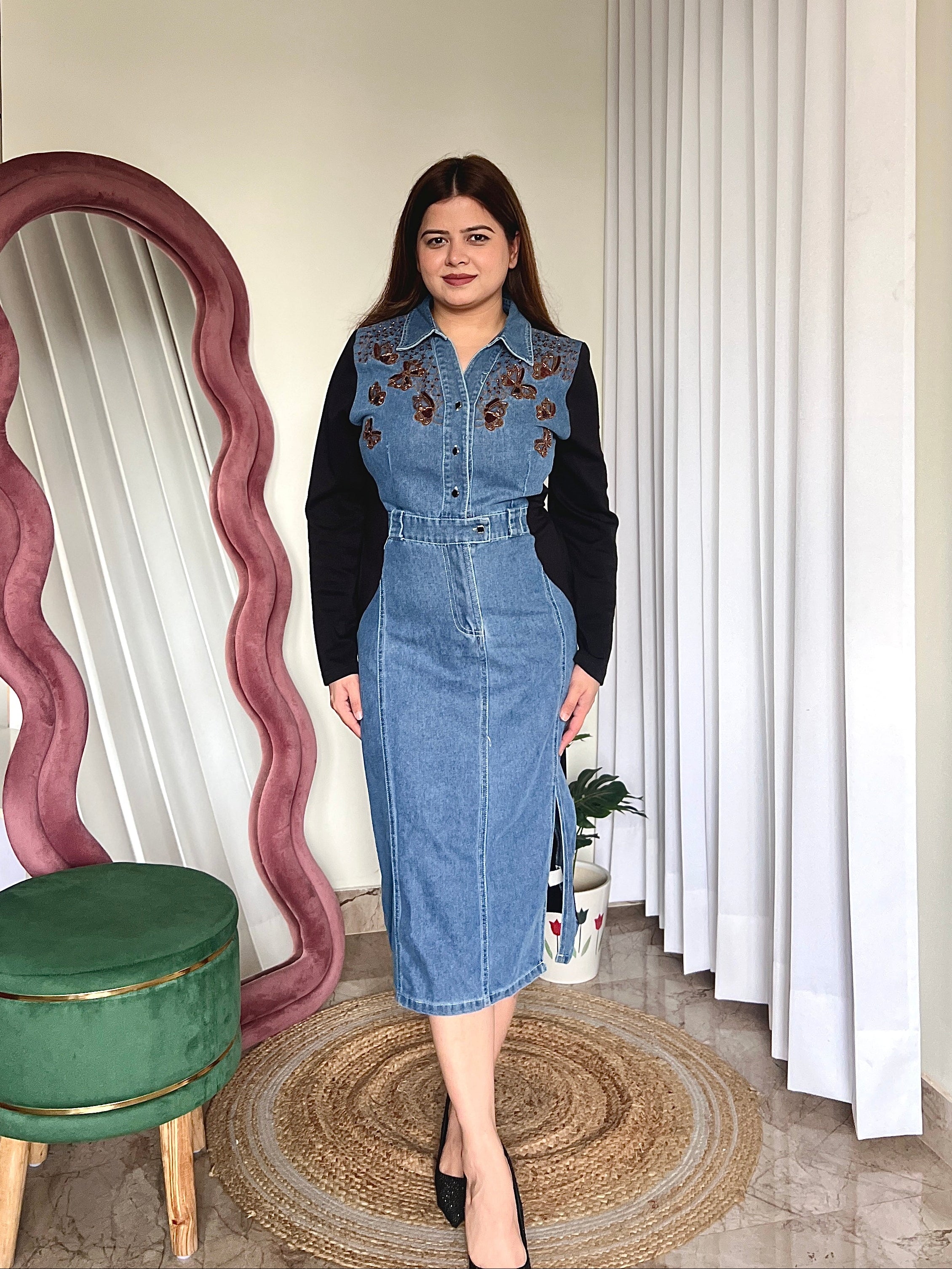 PEDRO BUTTERFLY DENIM DRESS