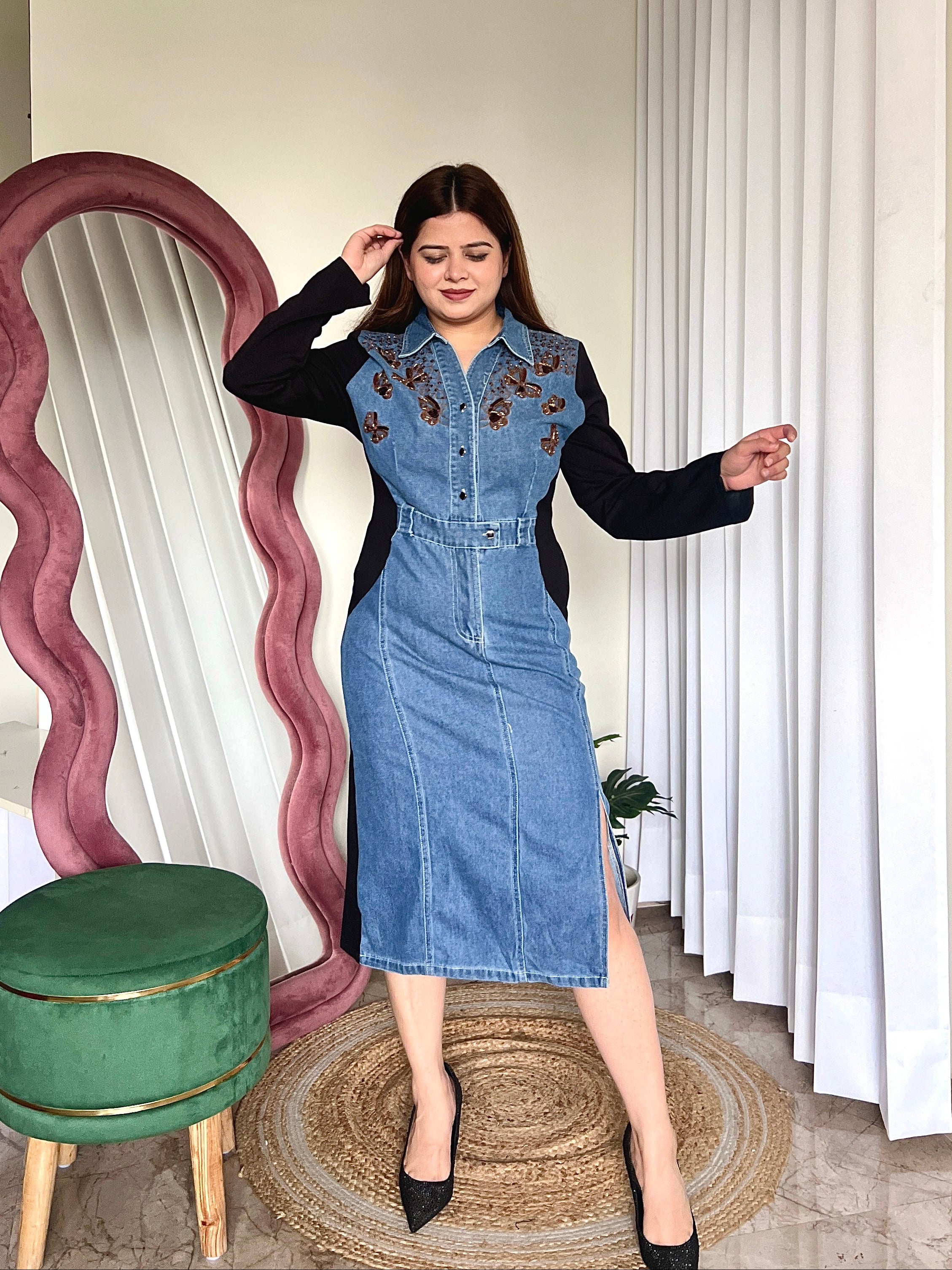 PEDRO BUTTERFLY DENIM DRESS