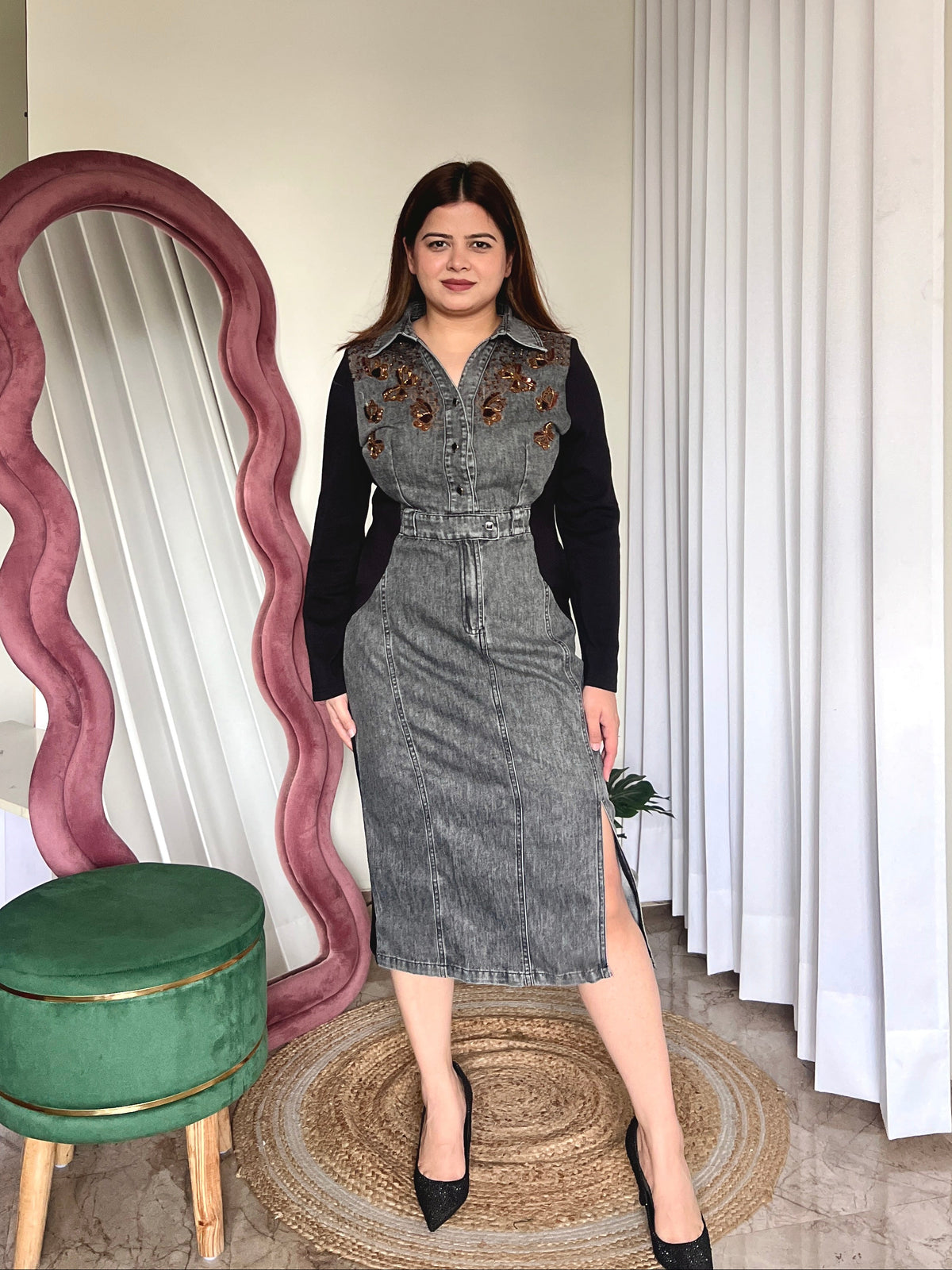 PEDRO BUTTERFLY DENIM DRESS