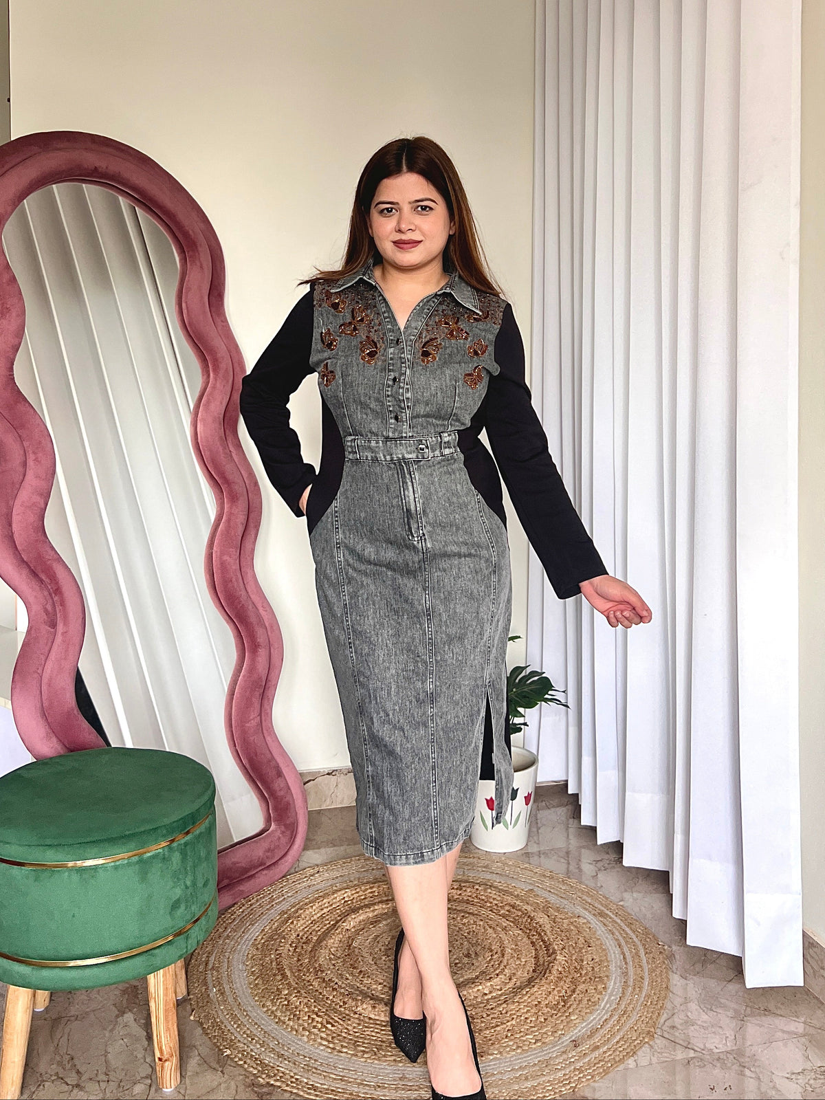 PEDRO BUTTERFLY DENIM DRESS
